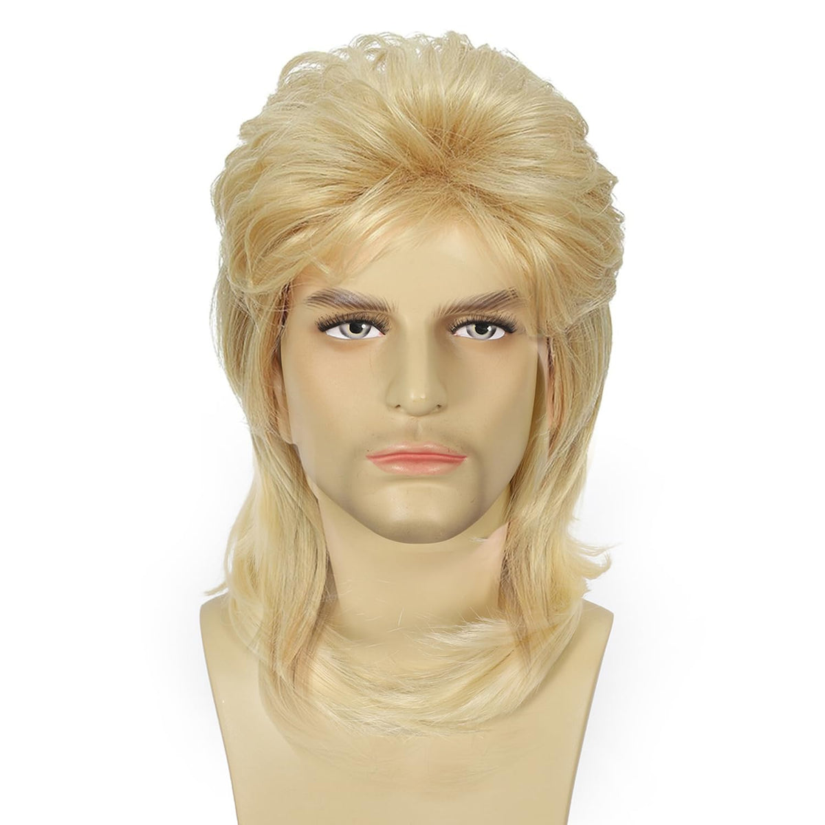 Mullet Wig Blonde 80s Men Wig,Punk Rocker Hair Party Daily Halloween Costumes Long Wigs