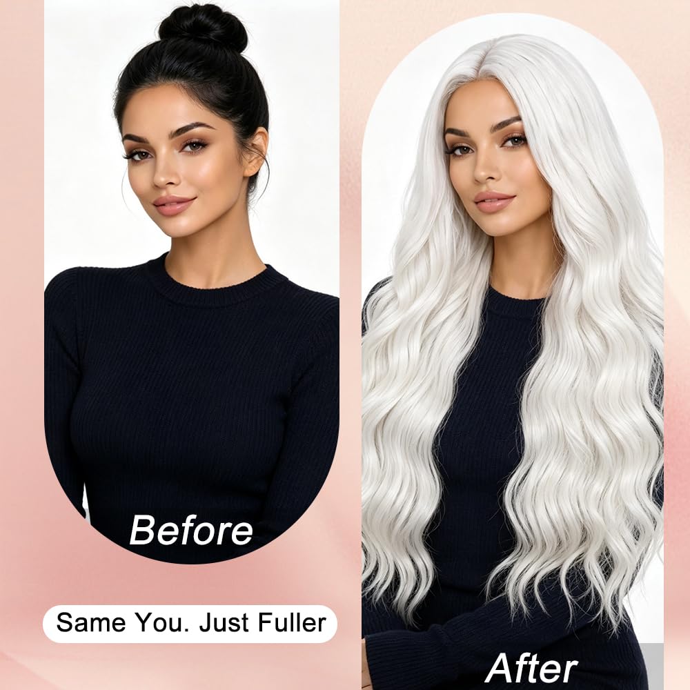 HMHIFI Blonde Wig for Women,26 Inch Long Wavy Curly Middle Part Hair