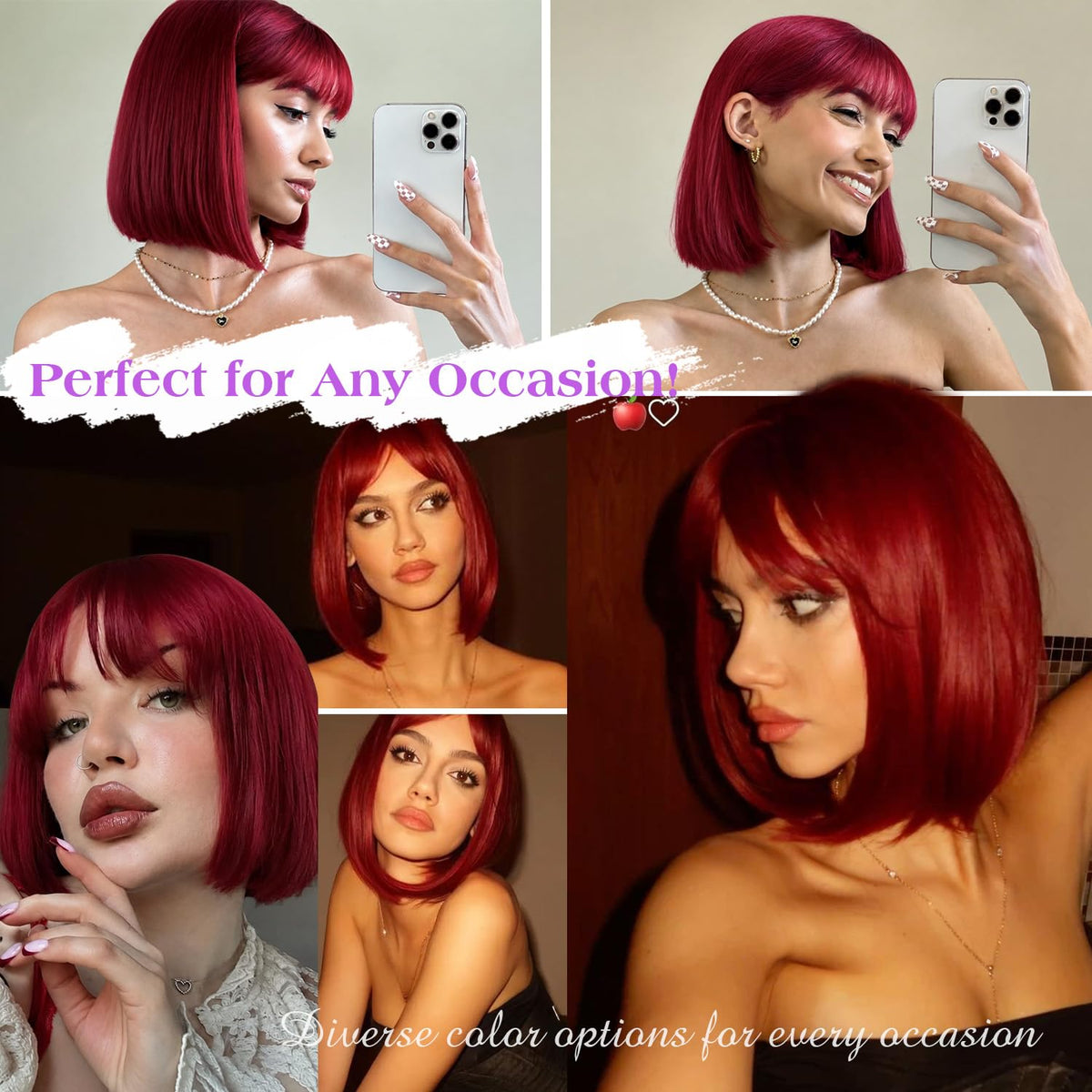 Hightlight Brown Bob Wig With Bangs Short Bob Wigs for Women Girl