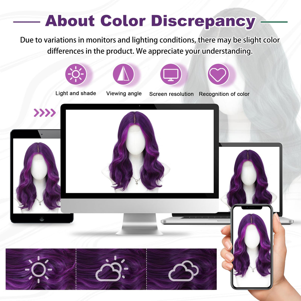 MORICA Ombre Dark Green Wigs for Women, 18 Inch Wavy Middle Part Wig