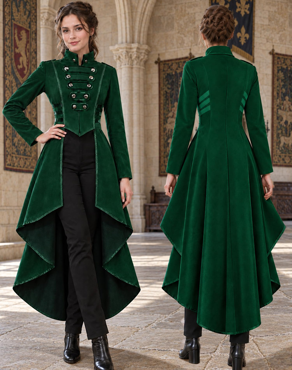 SIAEAMRG Renaissance/Pirate/Vampire/Halloween Costumes Women Jacket Coat