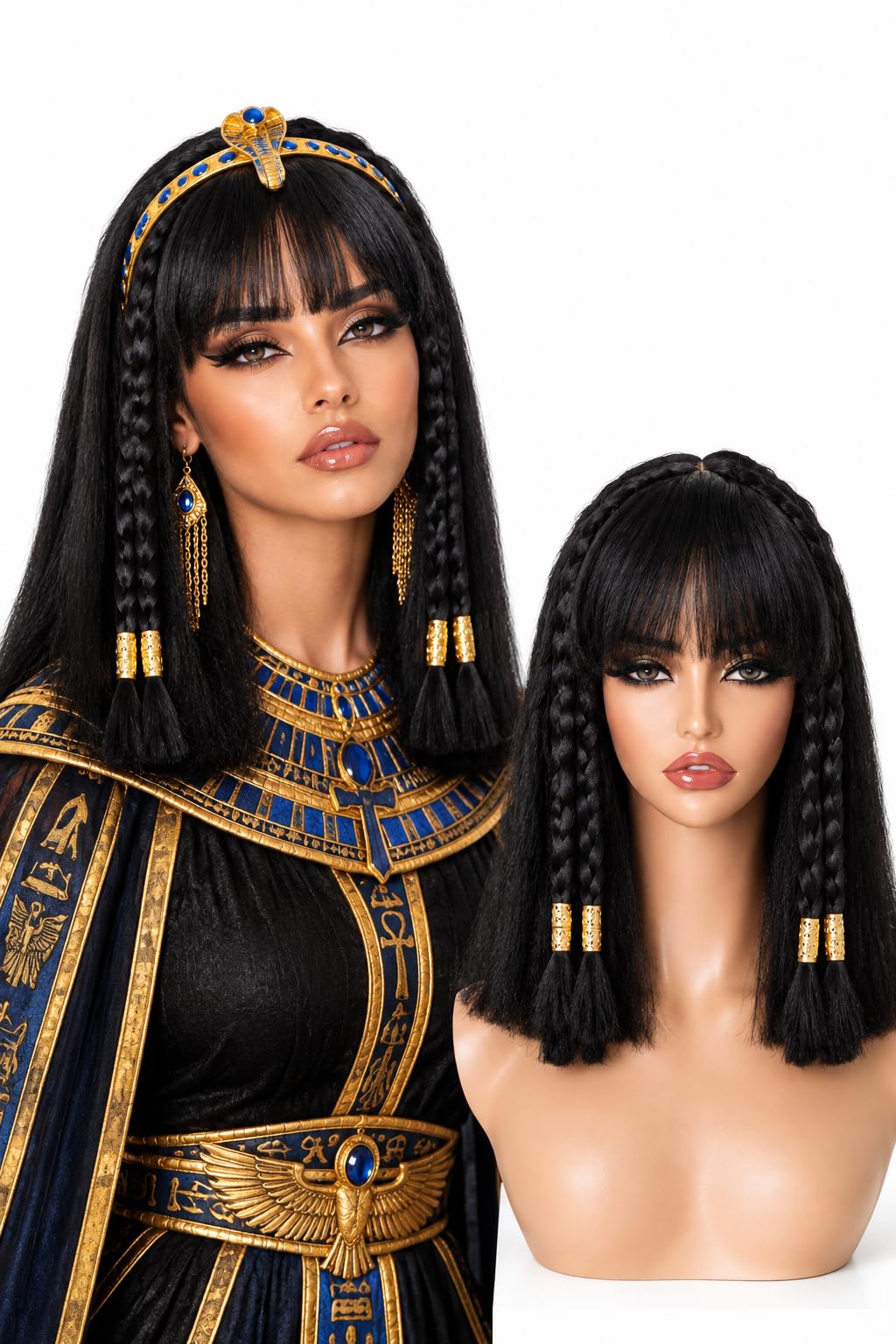 Short Wavy Wig with Bangs Black Mixed Brown Bob Curly Wigs for Women 14inch