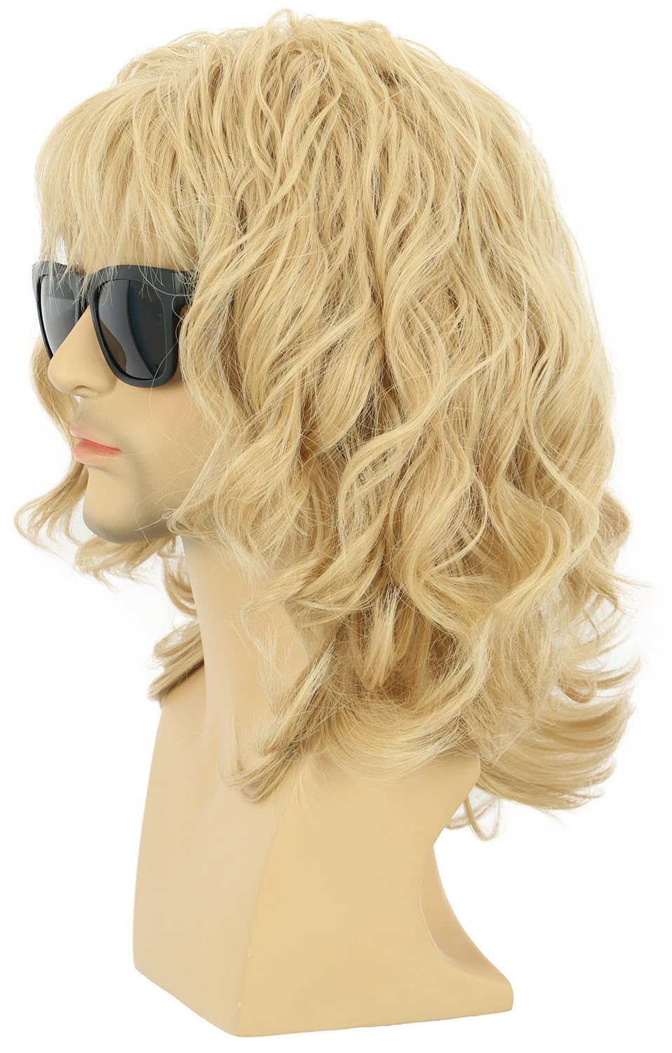 karlery California 70s 80s Rocker Wig Men Women Long Curly Dark Brown