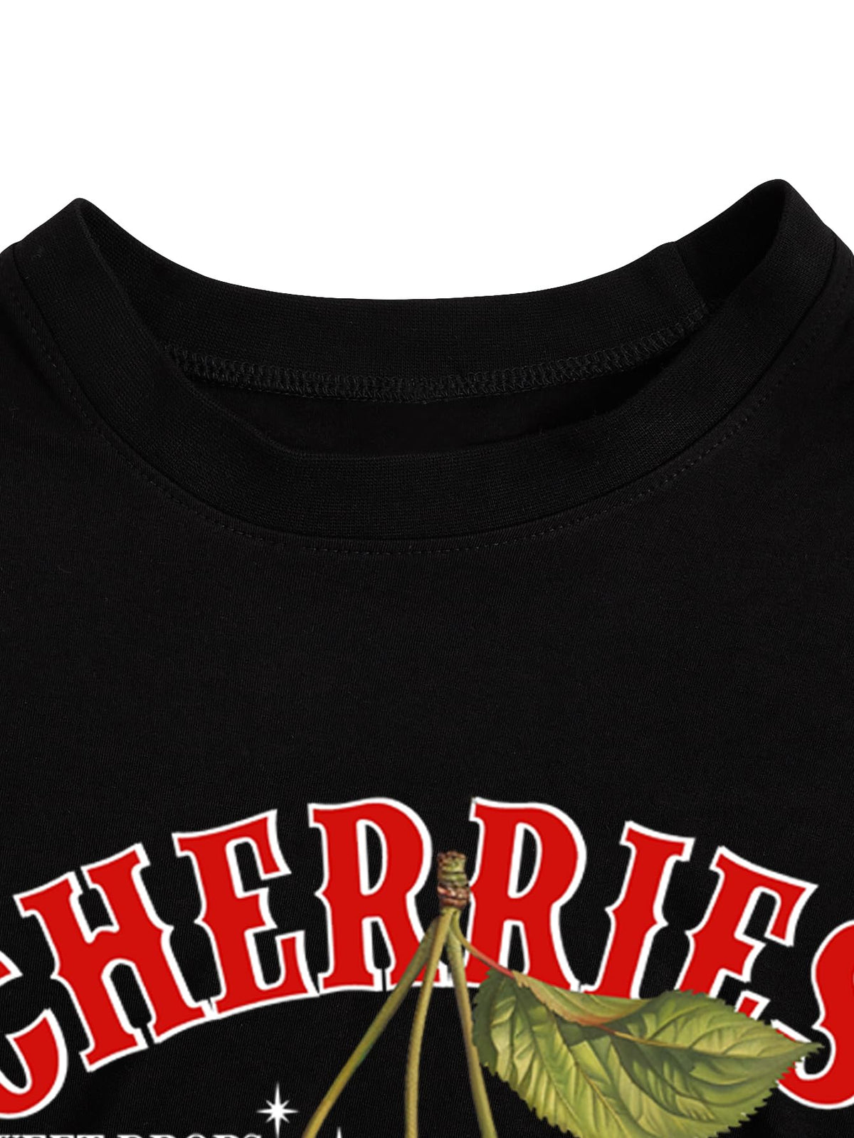 BEAUDRM Women's Y2k Cherry Letter Print T Shirts Summer Cute Graphic Tee