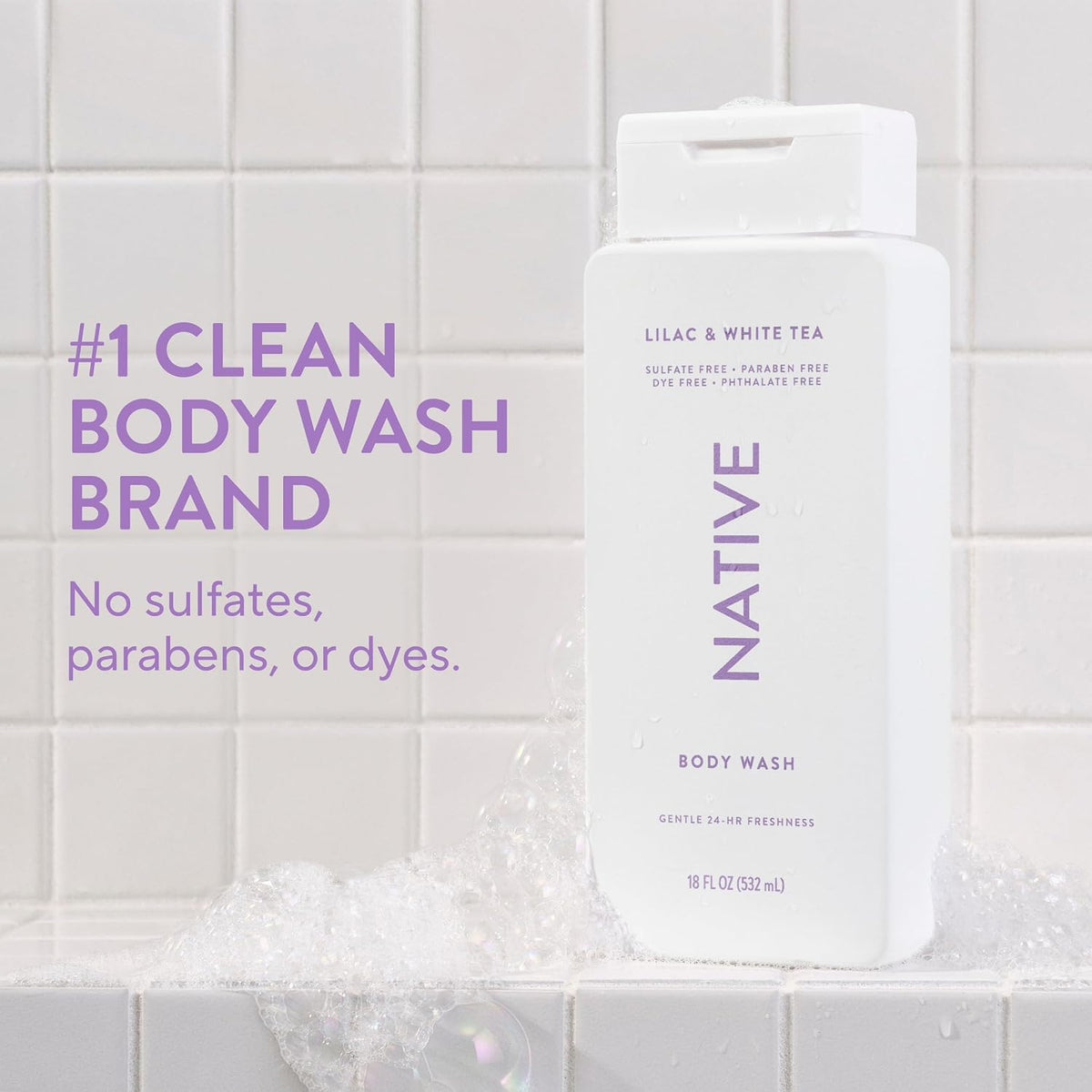 Native Clean Body Wash, Gentle & pH-balanced for Sensitive Skin, 24-Hr Freshness for Women & Men, Vegan & Cruelty-Free, Free of Sulfates & Parabens, Cherry & Vanilla Macaron, 18 fl oz