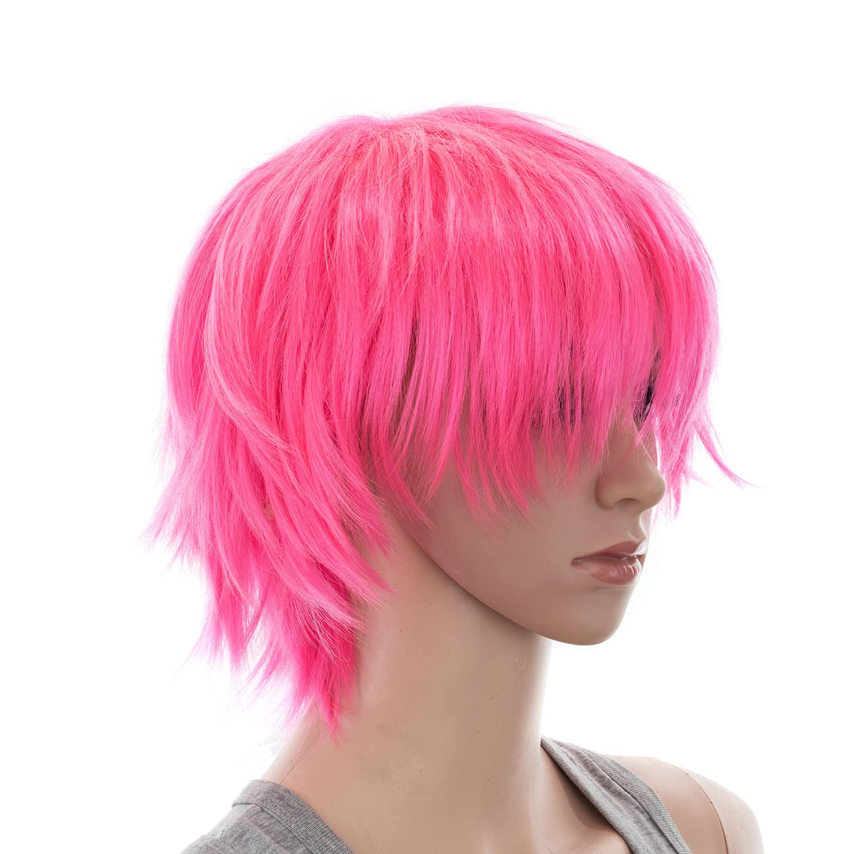 SWACC Unisex Fashion Spiky Layered Short Anime Cosplay Wig for Men and Women (1B-Off Black)
