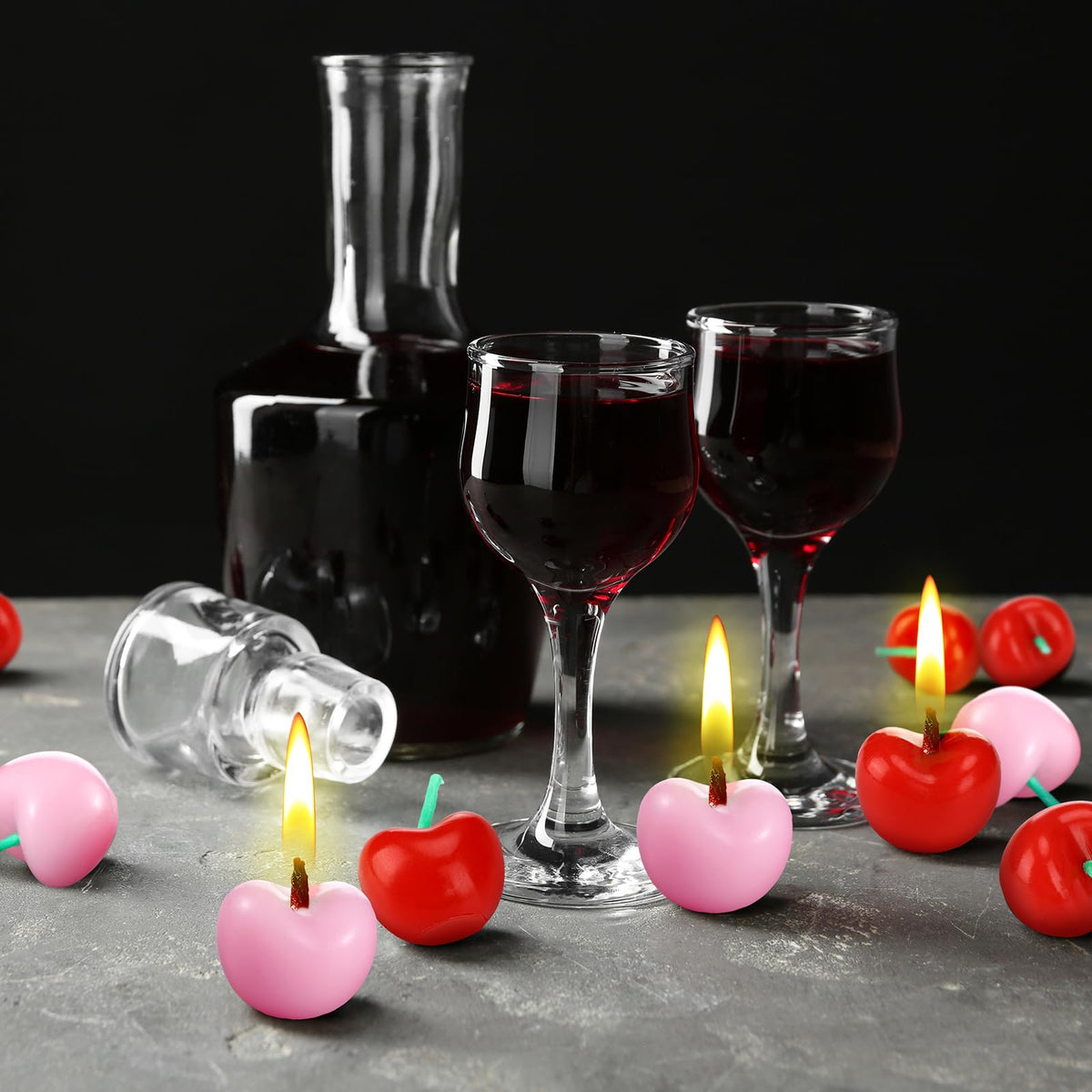 Conelist 15 Pcs Cherry Shaped Birthday Cake Toppers Decor, Red