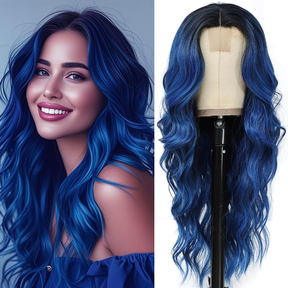 HMHIFI Blonde Wig for Women,26 Inch Long Wavy Curly Middle Part Hair