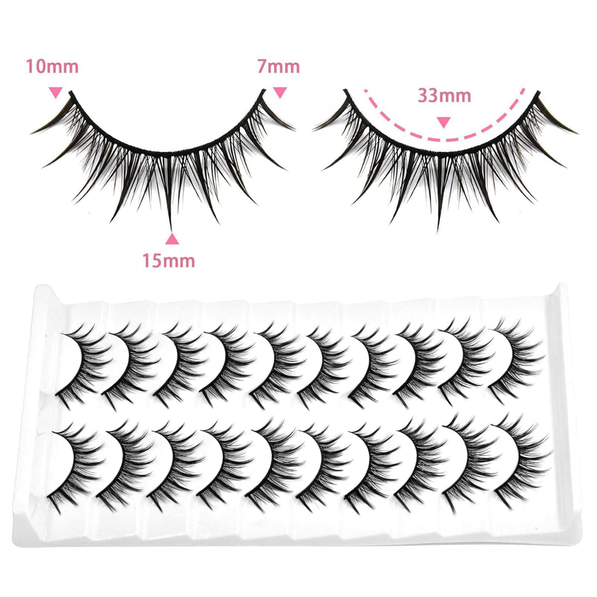 10 Pairs Manga Lashes Anime Cosplay Lashes Spiky Manga Style Lashes Janpanese 16mm Extension Natural Manhua Doll Eye Lashes Halloween/Party Makeup Look by AUGENLI (A3)