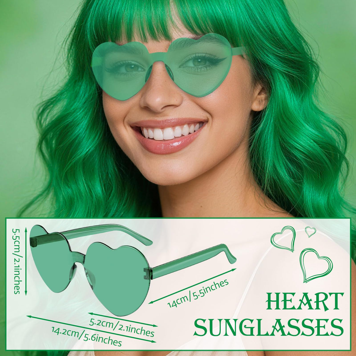 Purple Wig for Women Long Wavy Hair with Heart Sunglasses, Colorful Curly Wigs with Bangs for Birthday Nightclubs Music Festival Photography Funny Bachelorette Mardi Gras Party Supplies