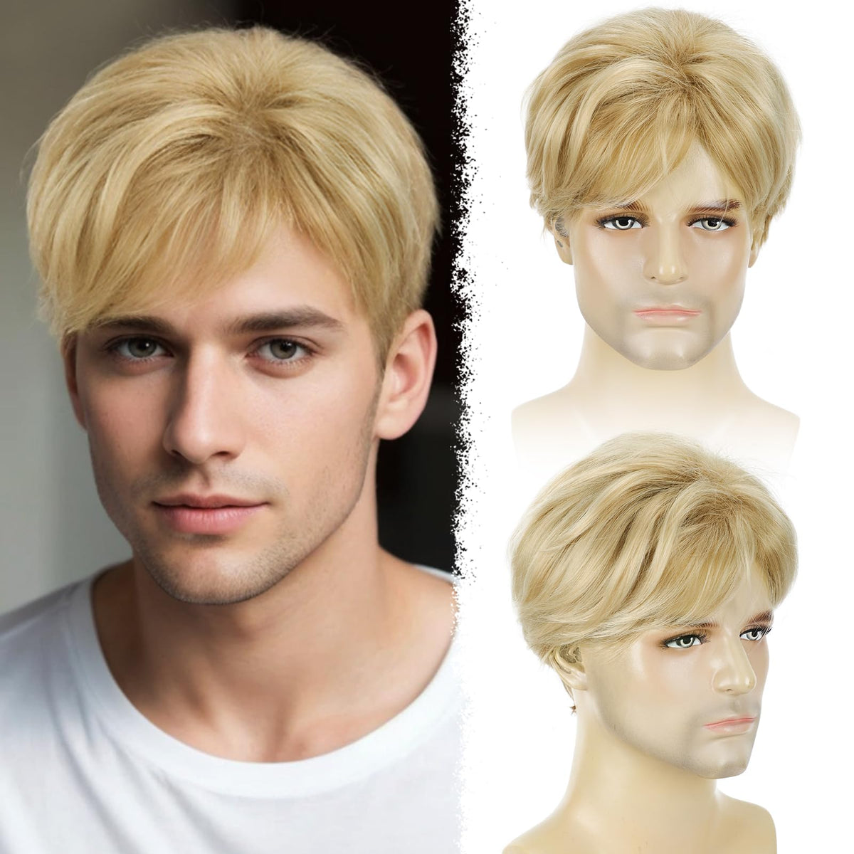 YYHR 80s Brown Wigs for Mens Mullet Rocker Costume Long Synthetic Hair Wig