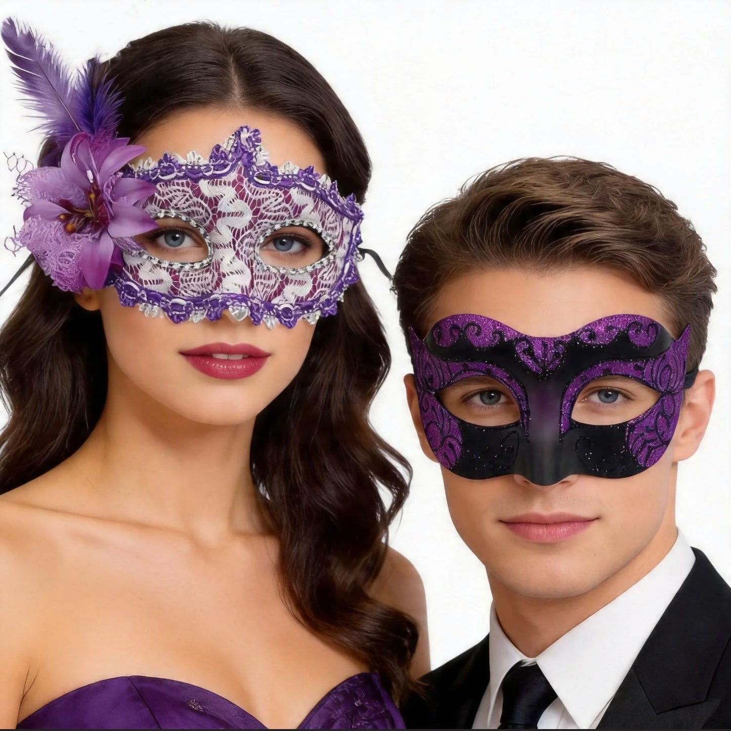 Masquerade Mask for Couples, Venetian Lace Masks for Women Men, Costume Mask for Party, Carnival