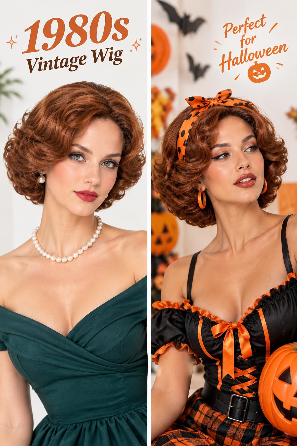 Short Wavy Wig with Bangs Black Mixed Brown Bob Curly Wigs for Women 14inch