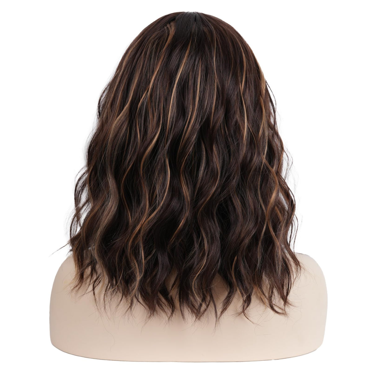 Short Black-grey Wavy Wig with Bangs for Women Halloween Curly Bob Wigs