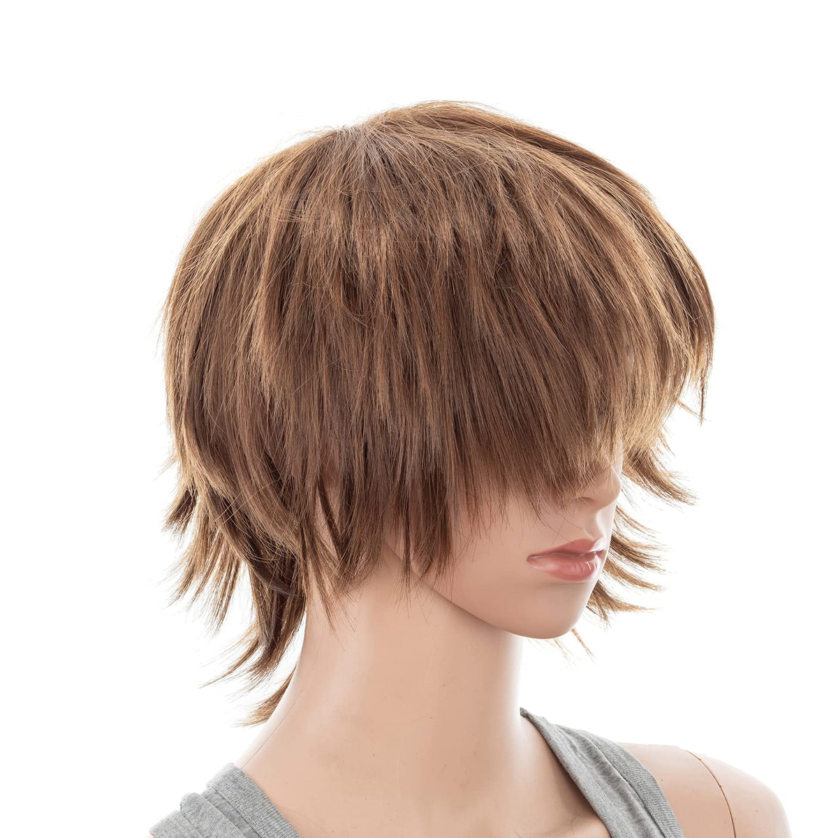 SWACC Unisex Fashion Spiky Layered Short Anime Cosplay Wig for Men and Women (1B-Off Black)