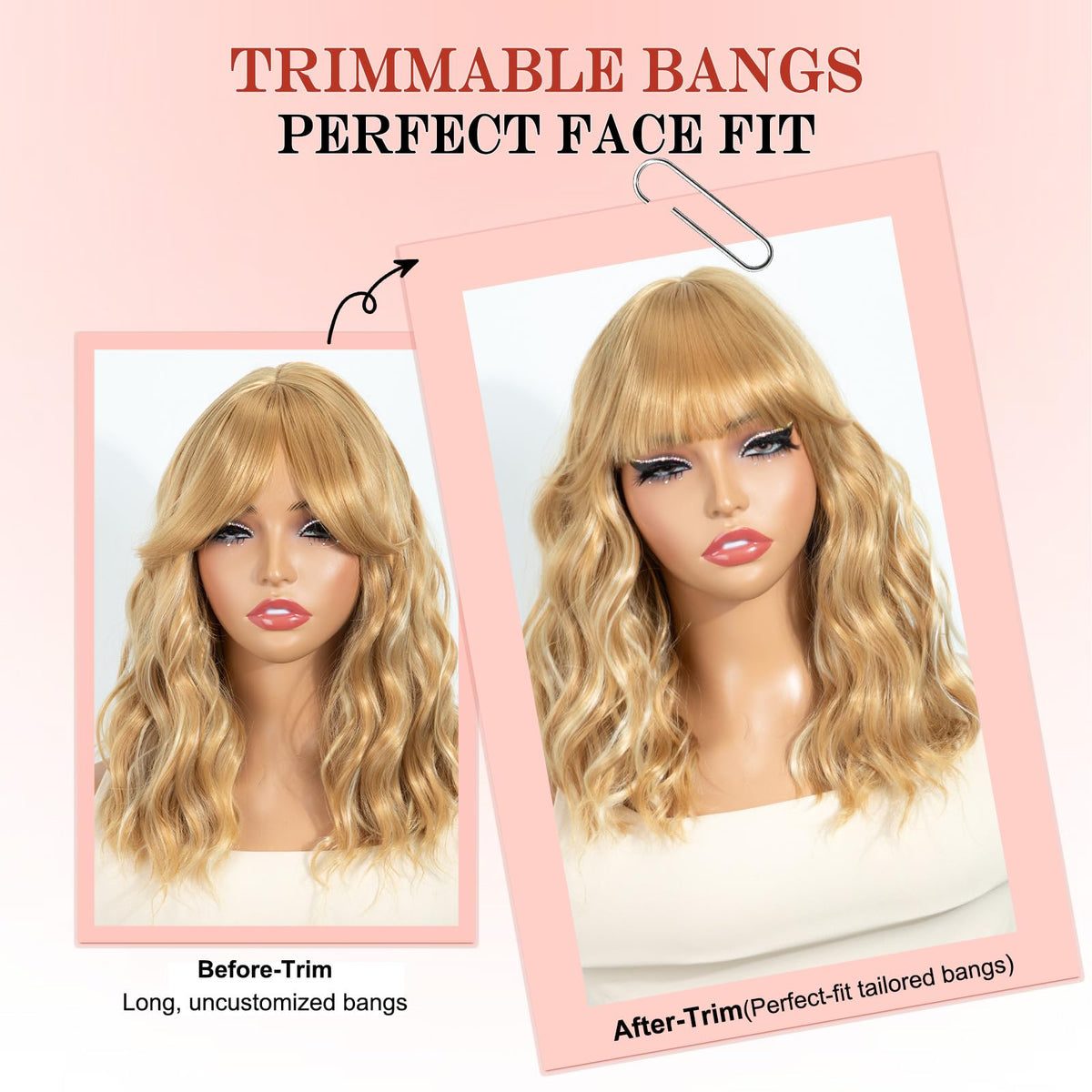 Short Black-grey Wavy Wig with Bangs for Women Halloween Curly Bob Wigs