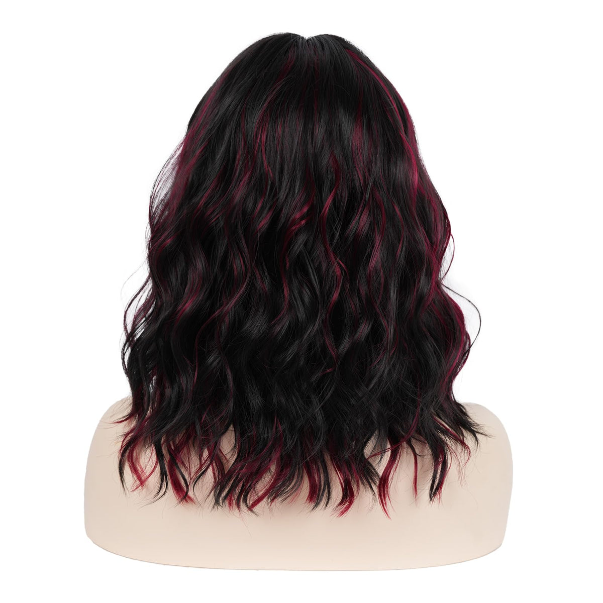 Short Black-grey Wavy Wig with Bangs for Women Halloween Curly Bob Wigs