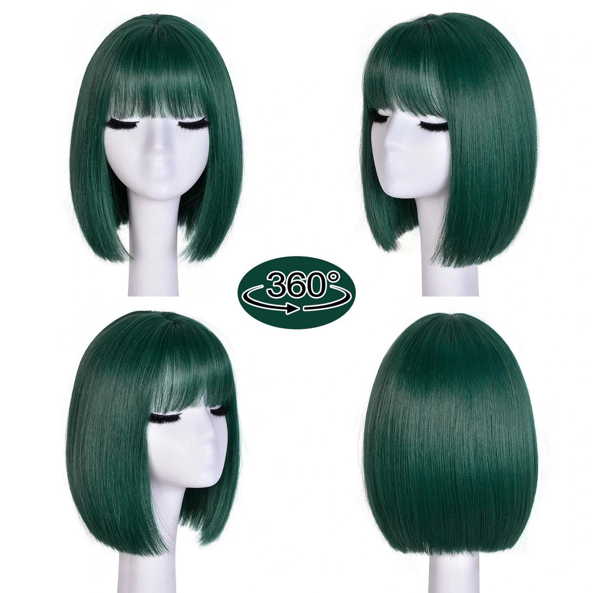 Bob Wig with Bangs for Women Short Straight Bob Wigs for Women 12inch