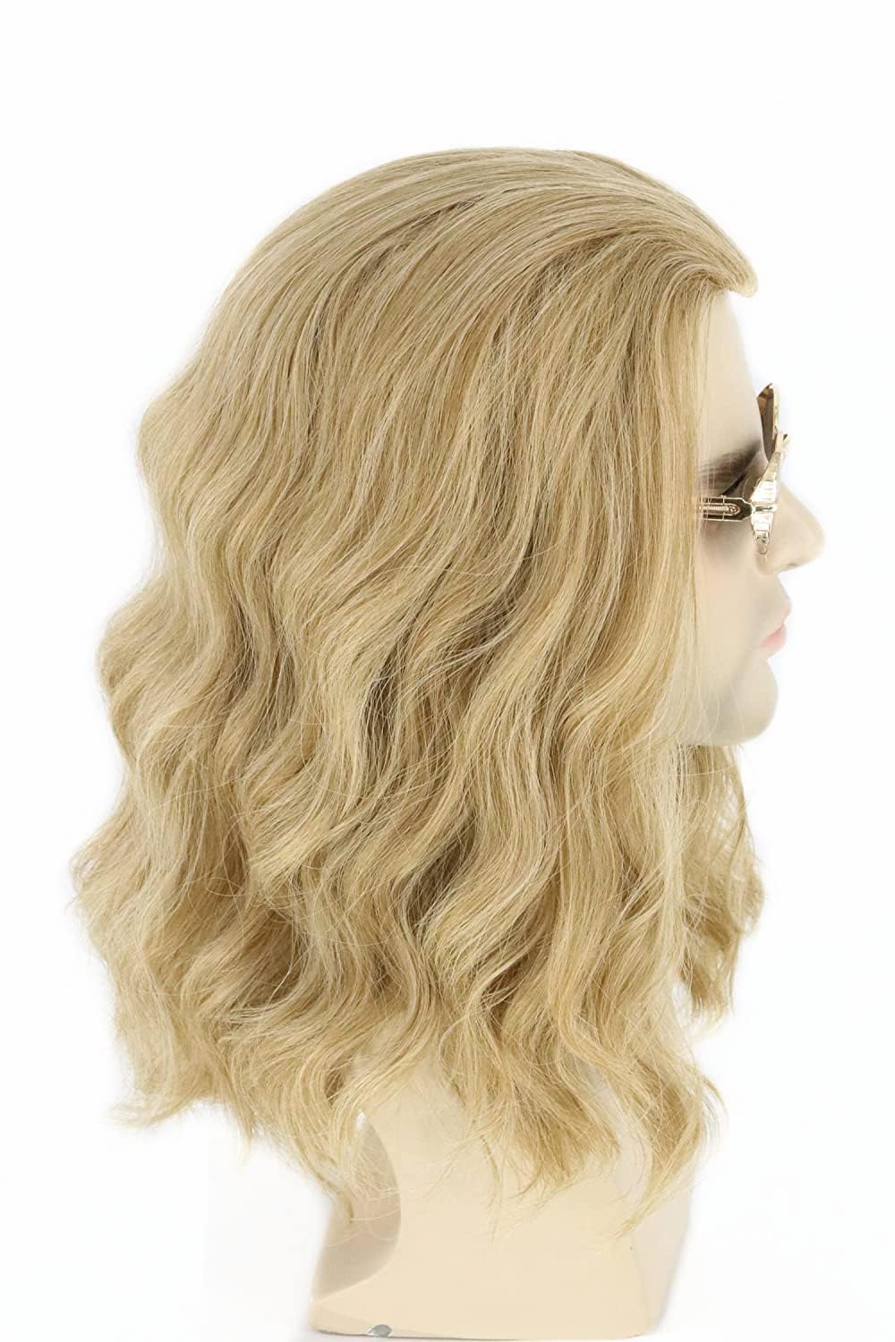Men's Black Brown Wig Wavy Mid Length Hair Halloween Cosplay Costume Wig