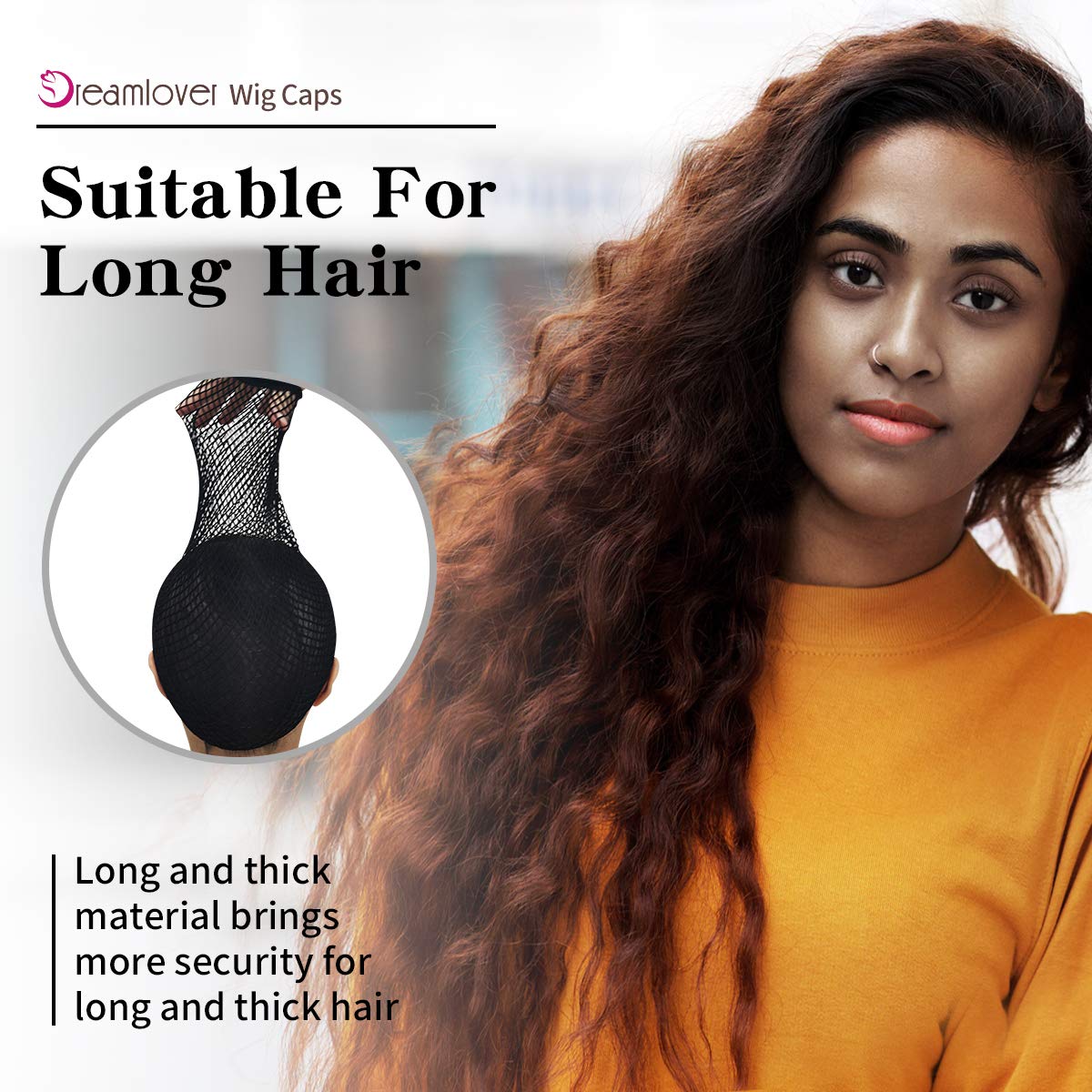 Dreamlover Wig Cap for Long Hair, No Braiding, Natural Nude, 2 Pieces