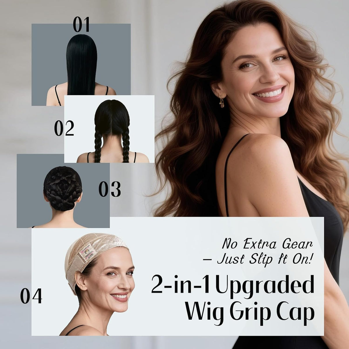 Dreamlover Wig Grip Cap,2-in-1 Wig Cap with Grip Band, Nude, 1 PCS
