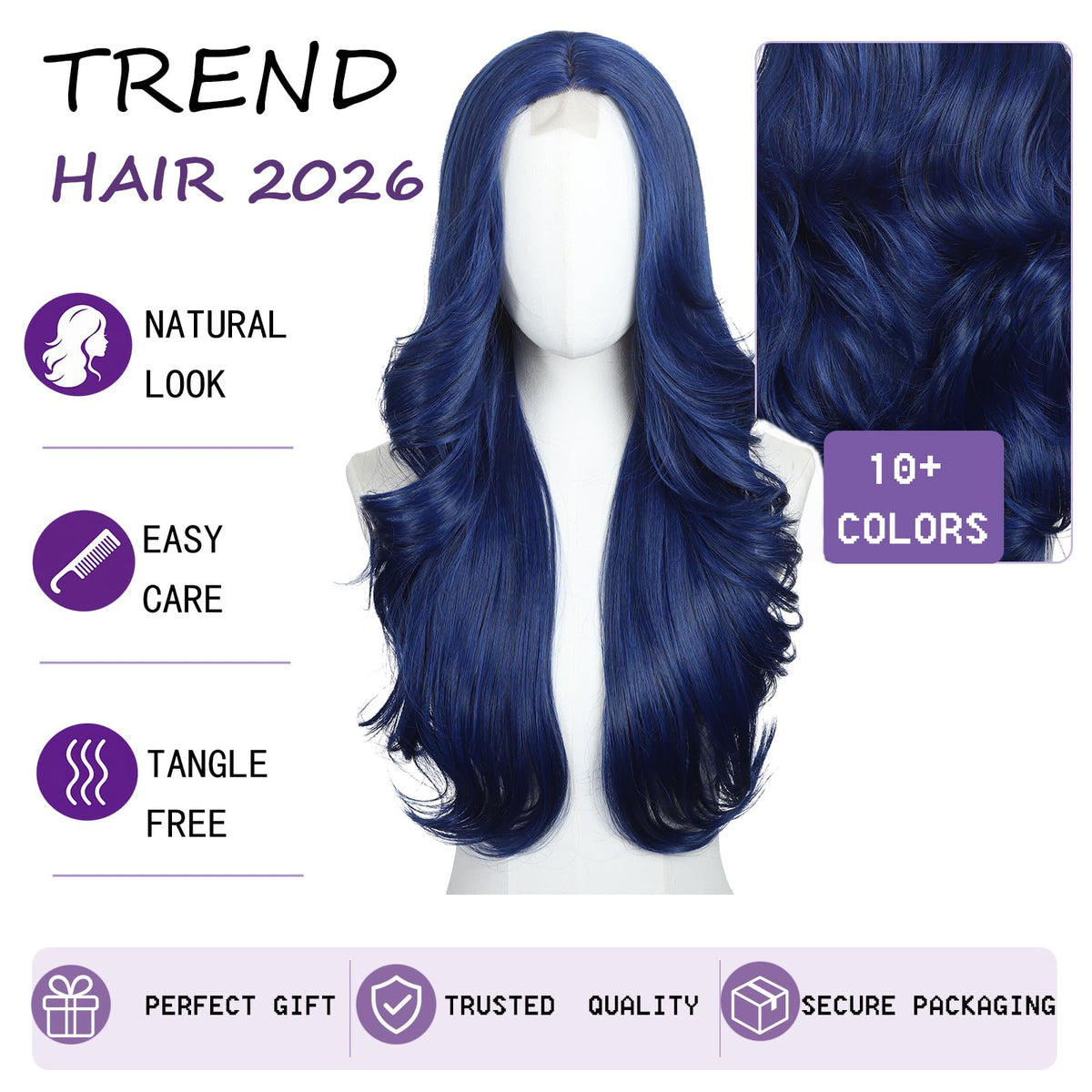 Brown Wigs for Women 26 Inch Middle Part Wavy Synthetic Wig