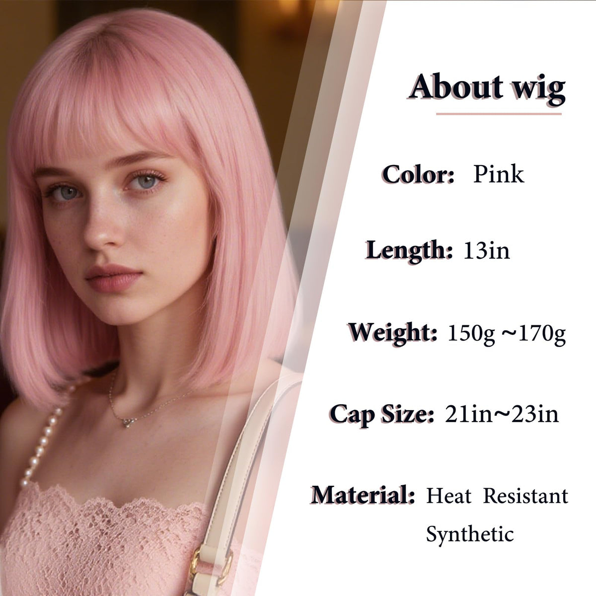 Black Bob Wig with Bangs Short Black Straight Wig for Women