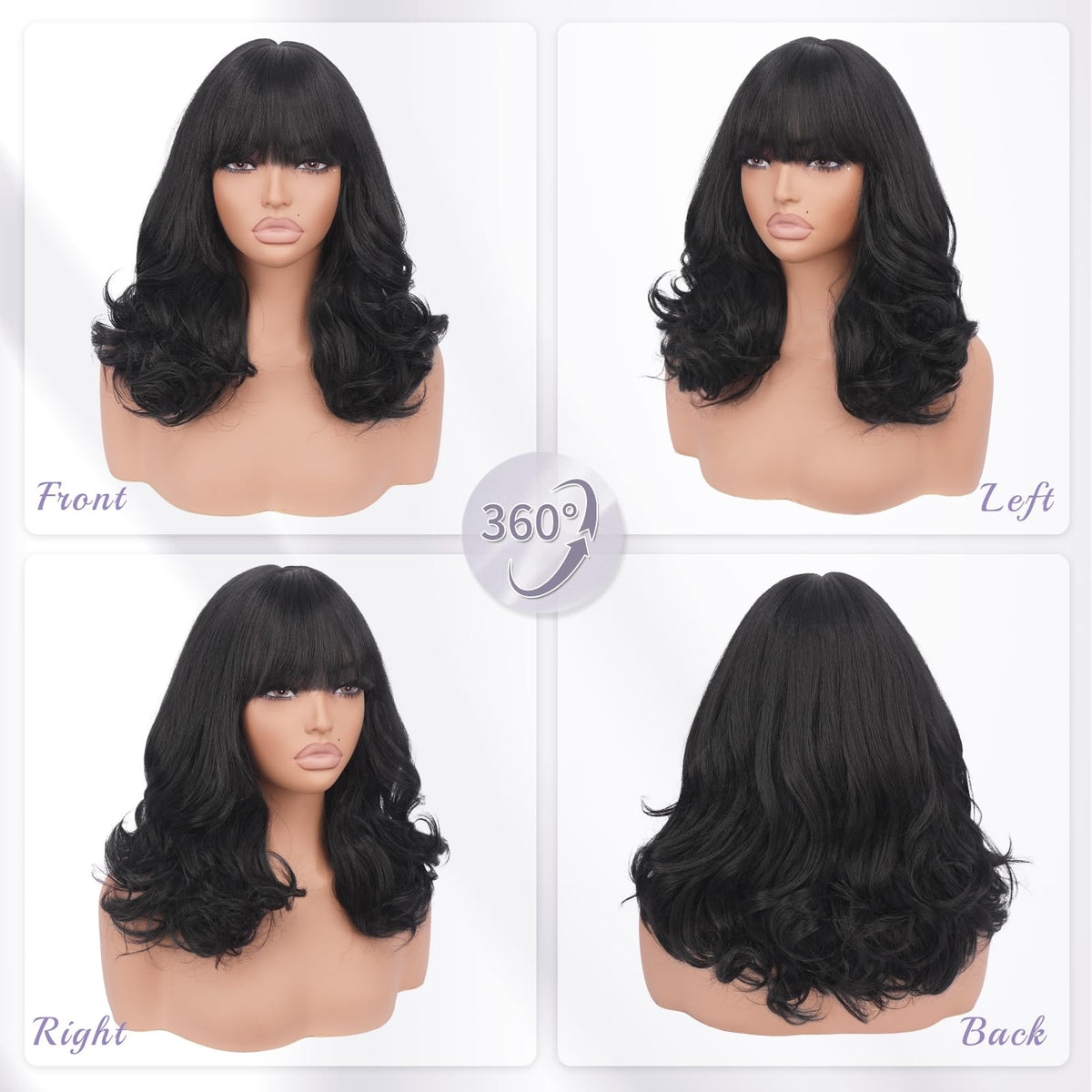 Burgundy Wig with Bangs 16 Inch Ombre Wig for Women