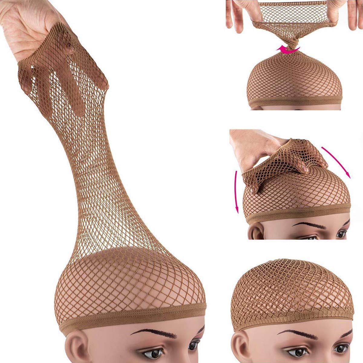 Dreamlover Wig Cap for Long Hair, No Braiding, Natural Nude, 2 Pieces