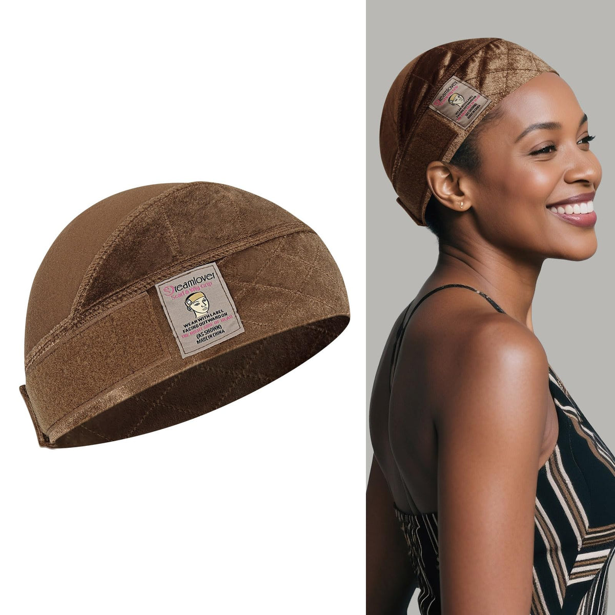 Dreamlover Wig Grip Cap,2-in-1 Wig Cap with Grip Band, Nude, 1 PCS
