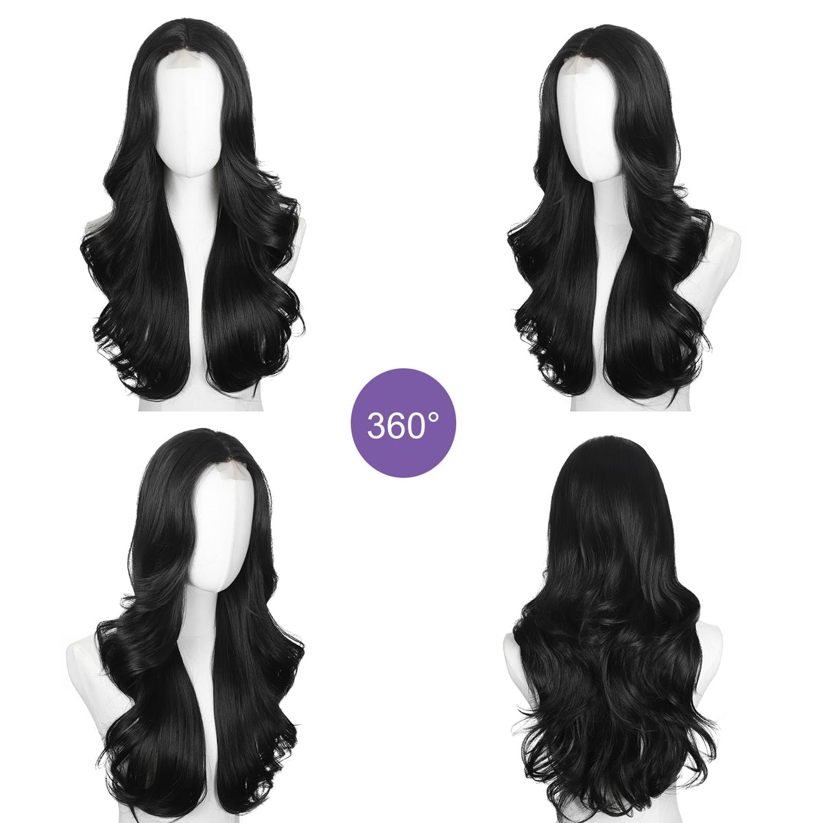 Brown Wigs for Women 26 Inch Middle Part Wavy Synthetic Wig