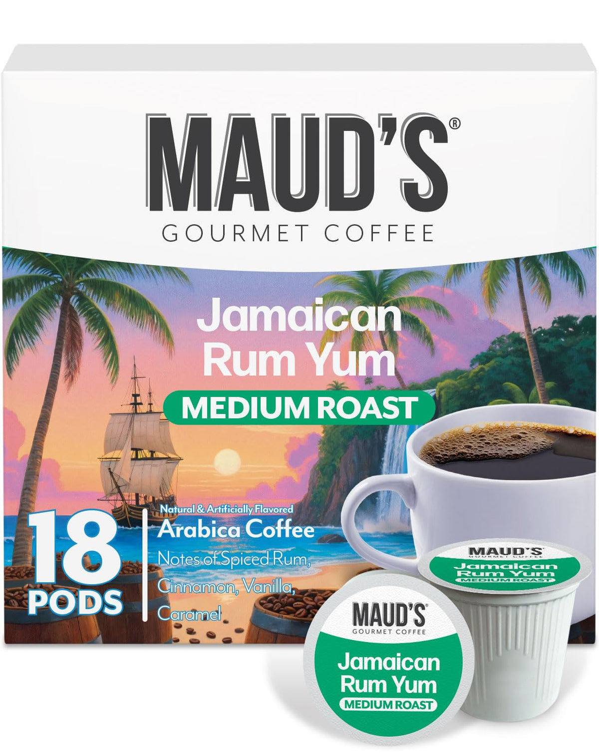 Maud's Cherry Flavored Medium Roast Coffee Pods, 18ct