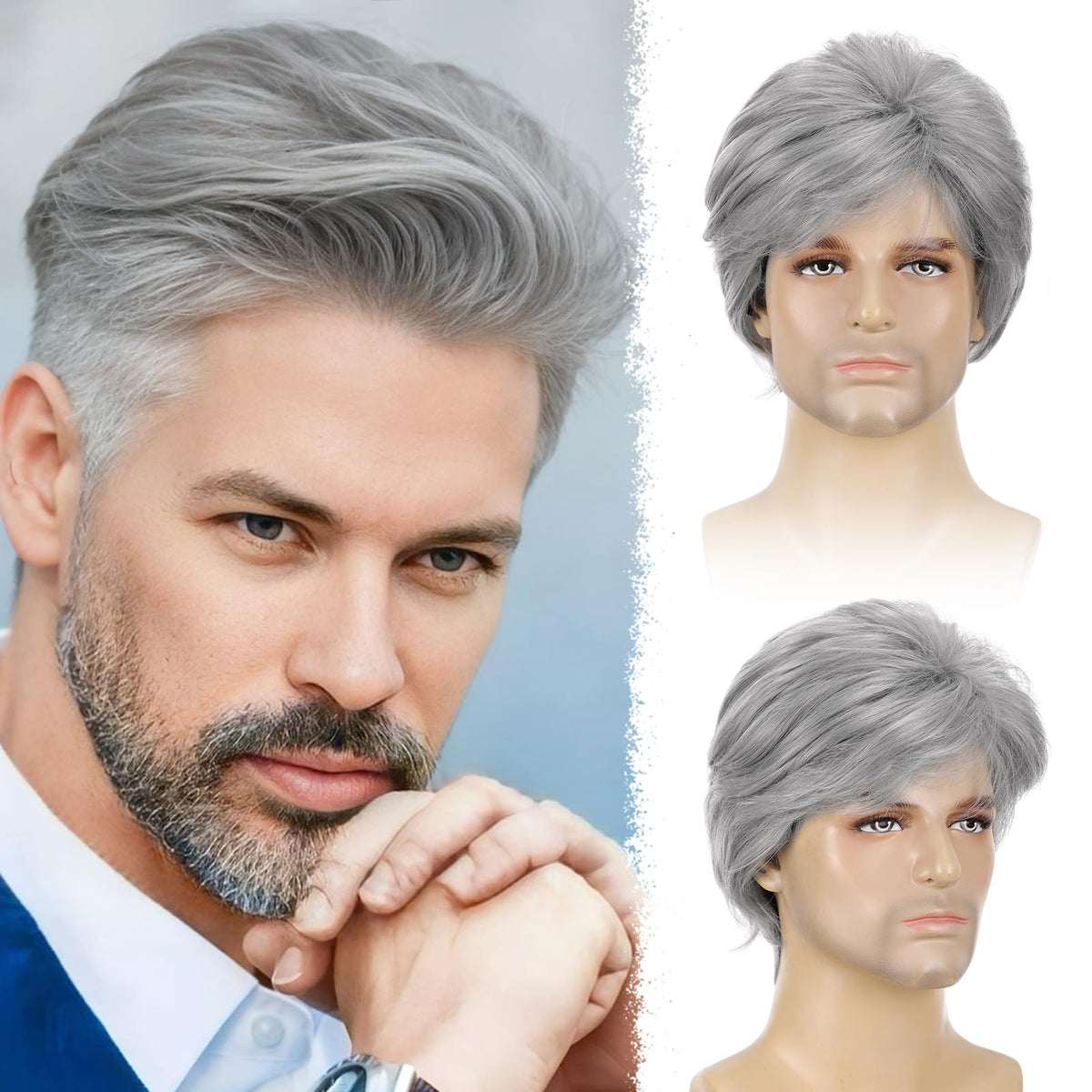 YYHR 80s Brown Wigs for Mens Mullet Rocker Costume Long Synthetic Hair Wig