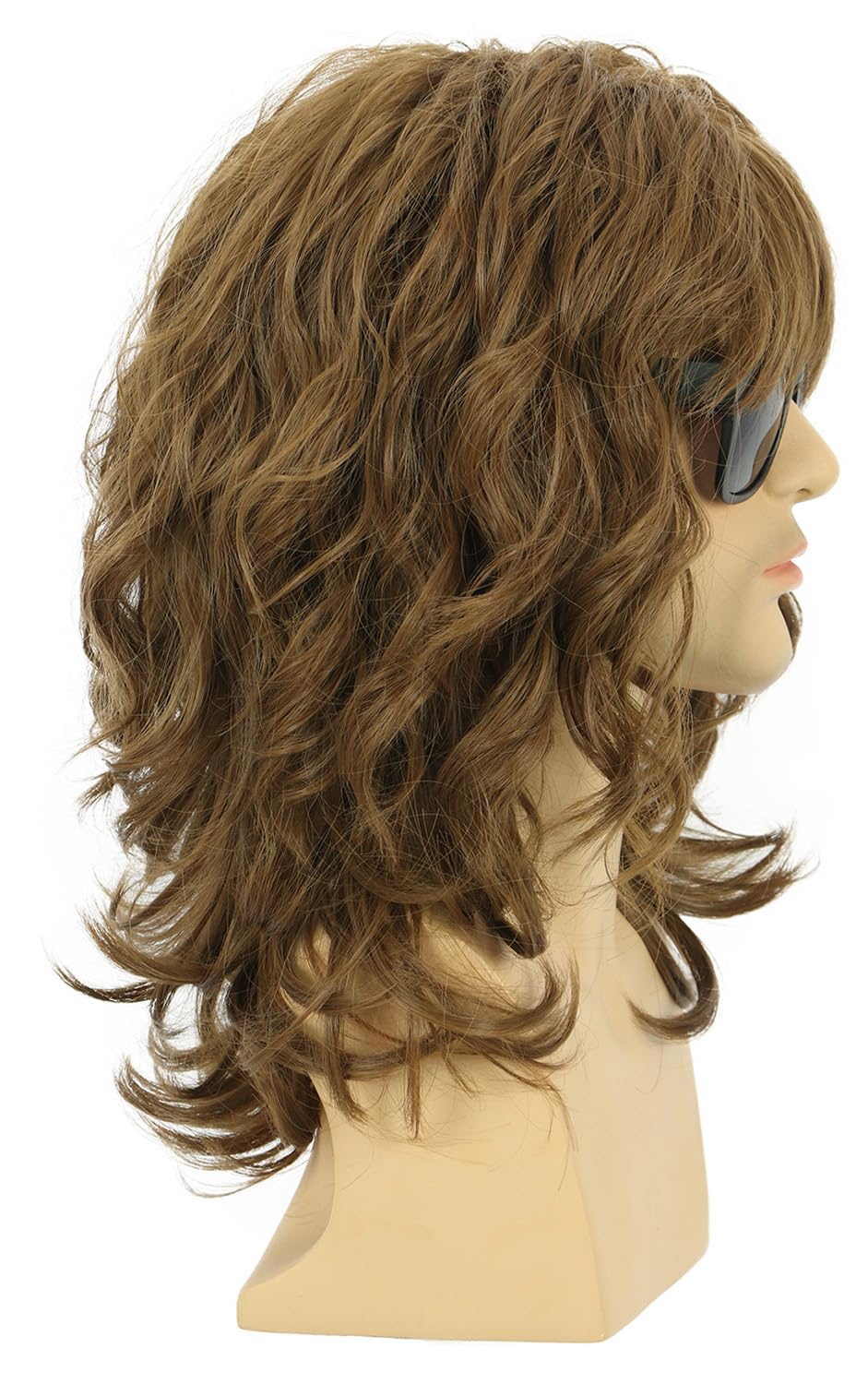 karlery California 70s 80s Rocker Wig Men Women Long Curly Dark Brown