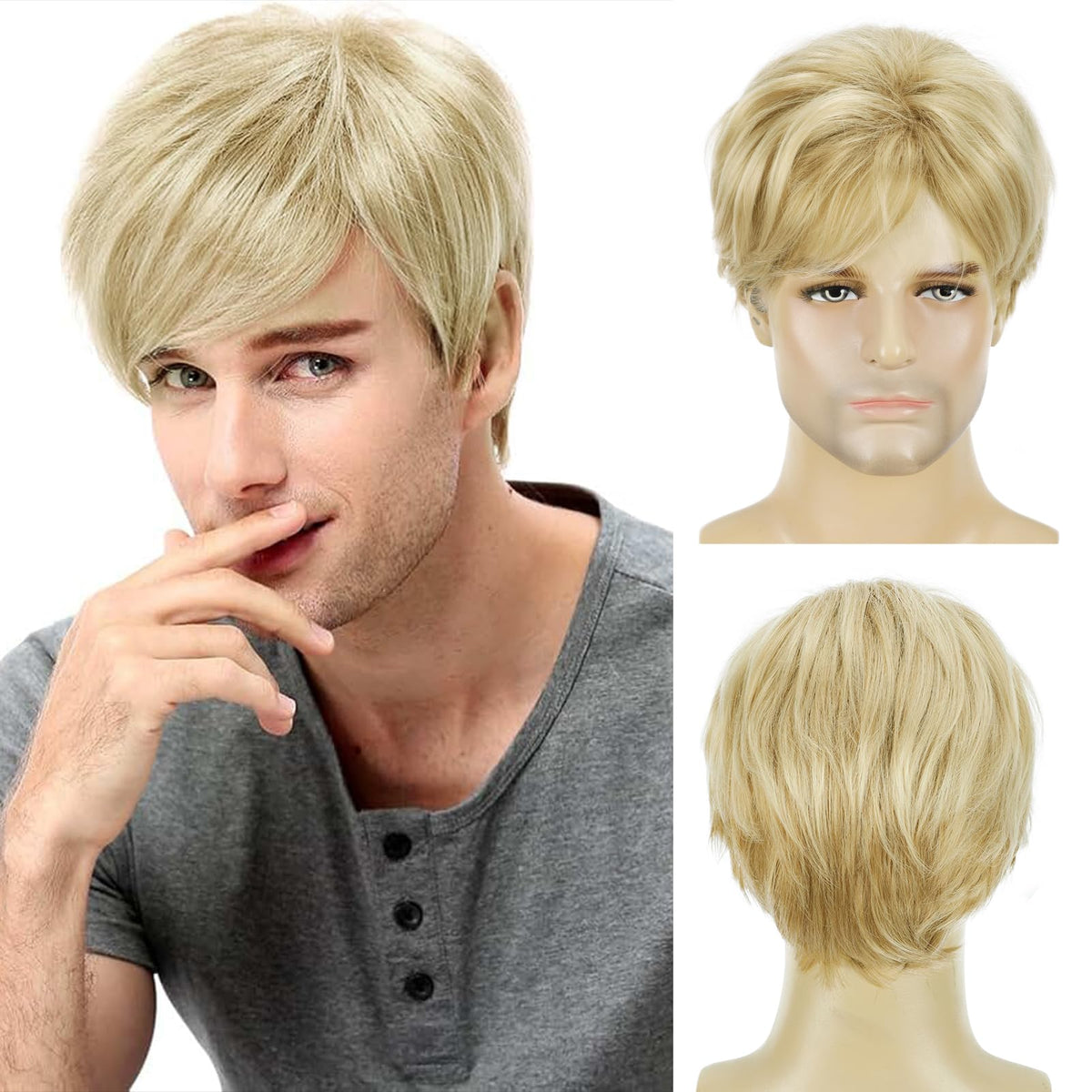 YYHR 80s Brown Wigs for Mens Mullet Rocker Costume Long Synthetic Hair Wig