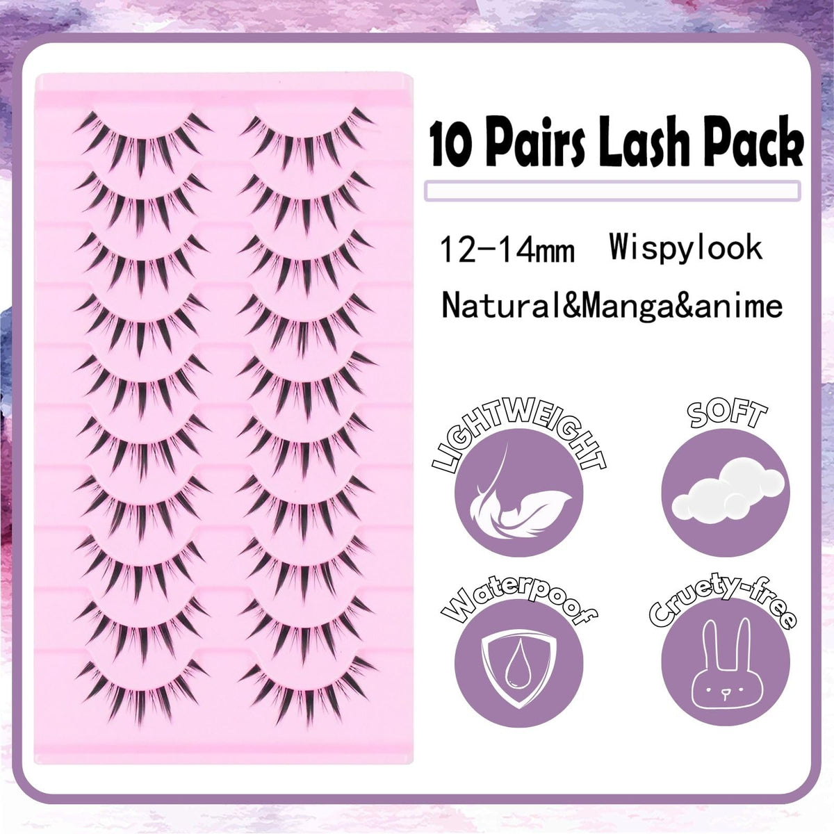 10 Pairs Manga Lashes Anime Cosplay Lashes Spiky Manga Style Lashes Janpanese 16mm Extension Natural Manhua Doll Eye Lashes Halloween/Party Makeup Look by AUGENLI (A3)