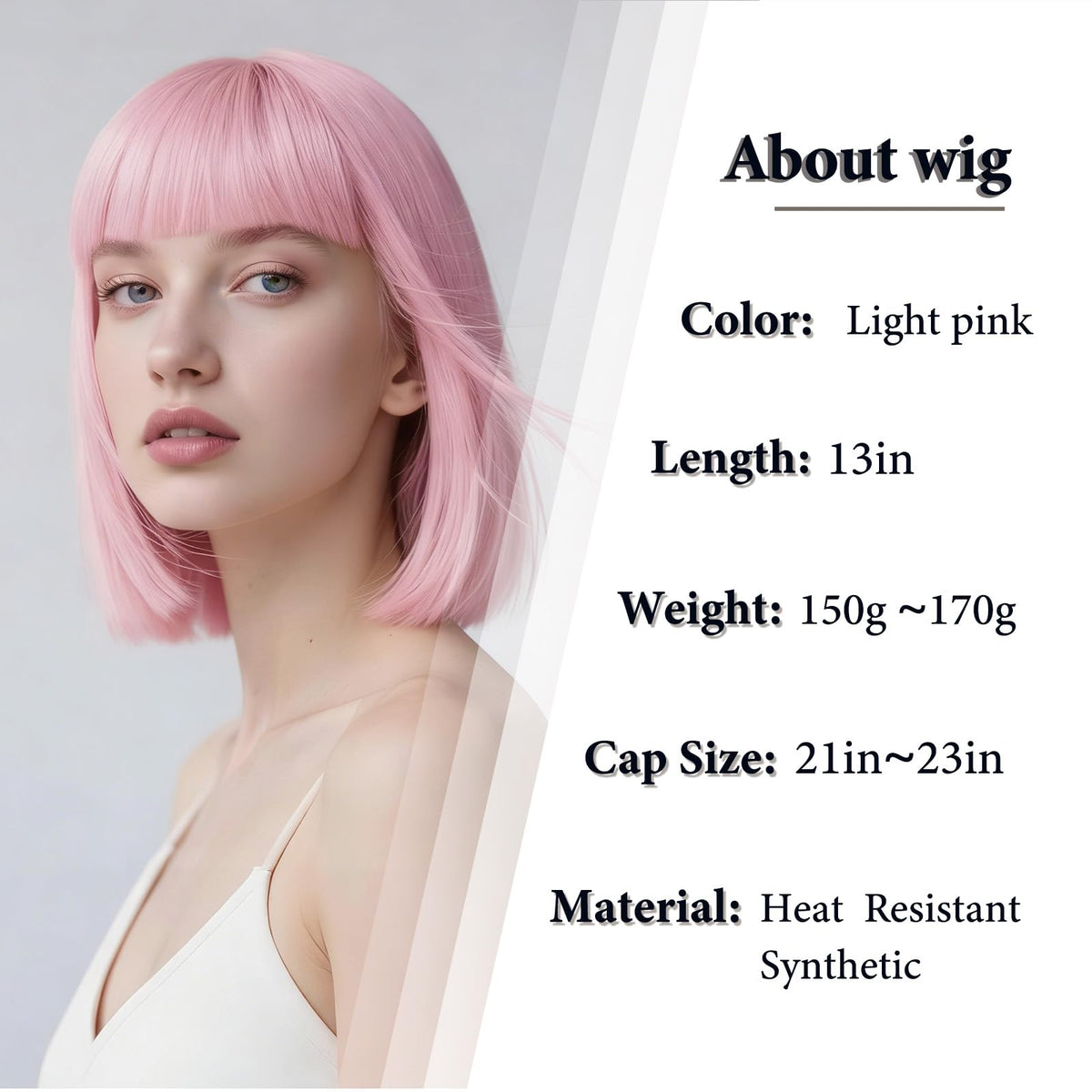 Black Bob Wig with Bangs Short Black Straight Wig for Women