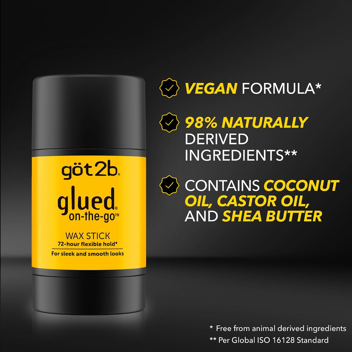 got2b glued On-The-Go Hair Wax Stick, 1.8oz, Hair Styling Wax Stick Creates Sleek and Slick Styles Without The Crunch, Provides 72-HR Flexible Hold and Frizz Control