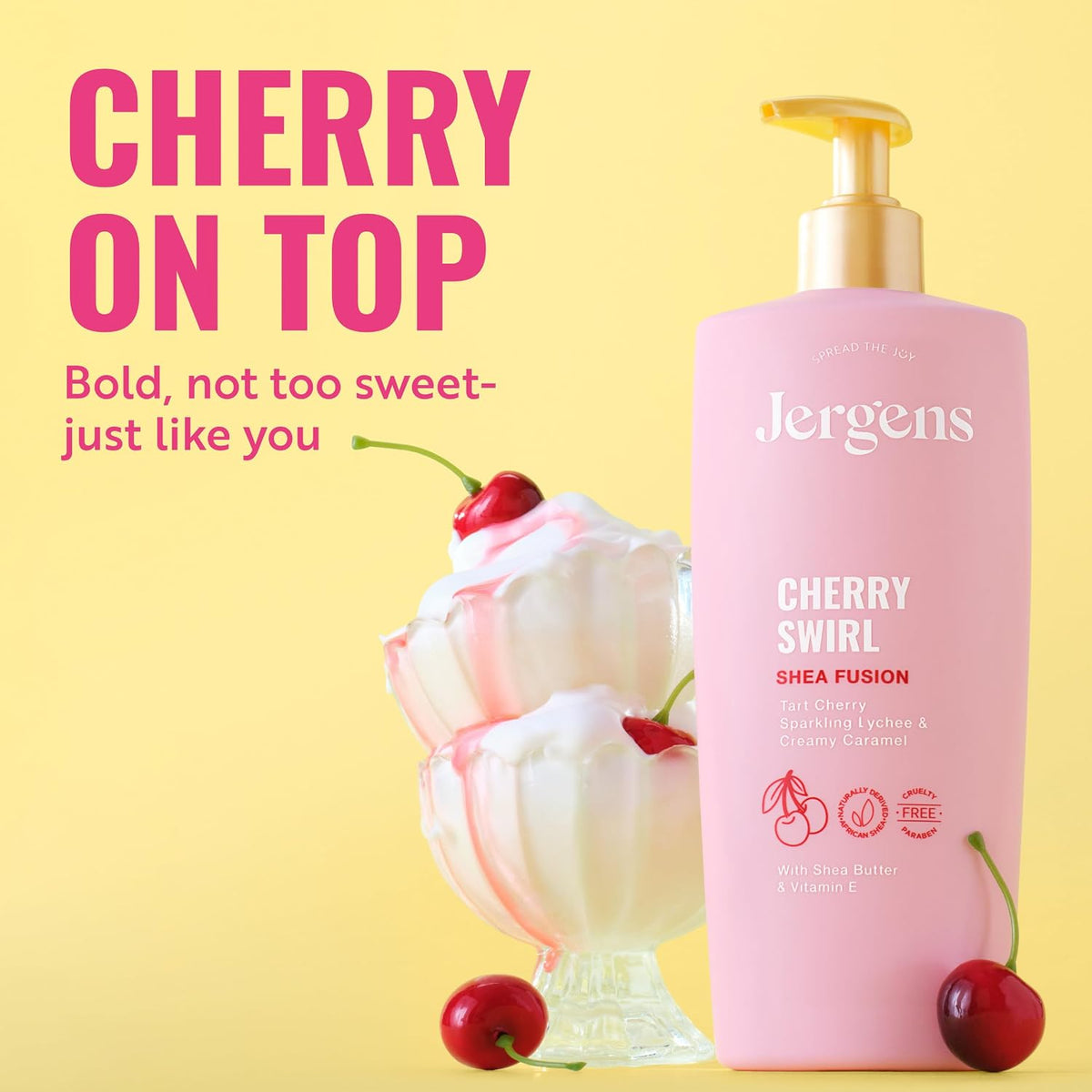 Jergens Shea Fusion Cherry Swirl Body Lotion, Dry Skin, 14 fl oz