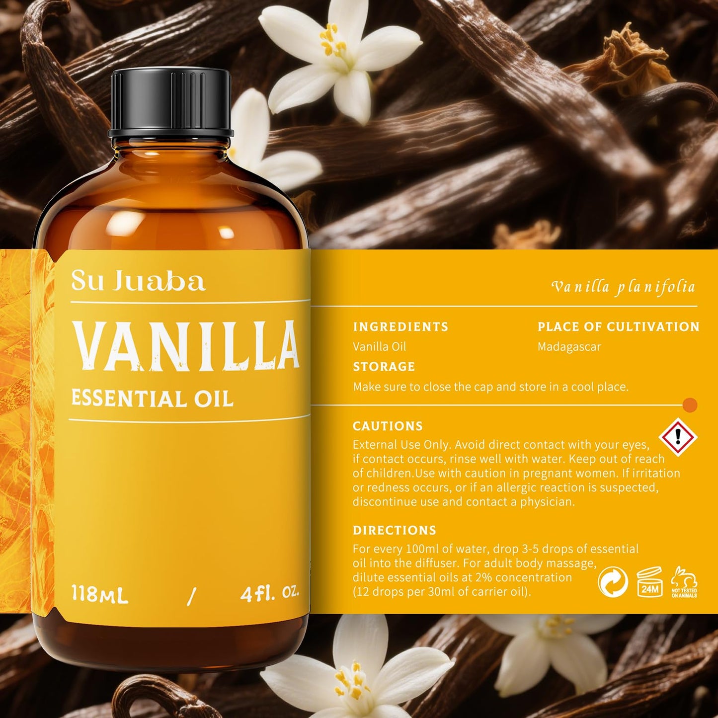 SU JUABA Lavender Essential Oil for Aromatherapy, Sleep & Relaxation | Calming Scent for Diffusion & Skin Care, Ideal for DIY Candles Soap & Fabric Softening - 118mL / 4 fl oz