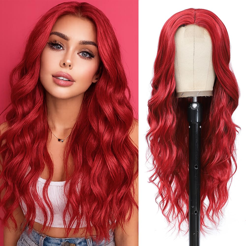 HMHIFI Blonde Wig for Women,26 Inch Long Wavy Curly Middle Part Hair