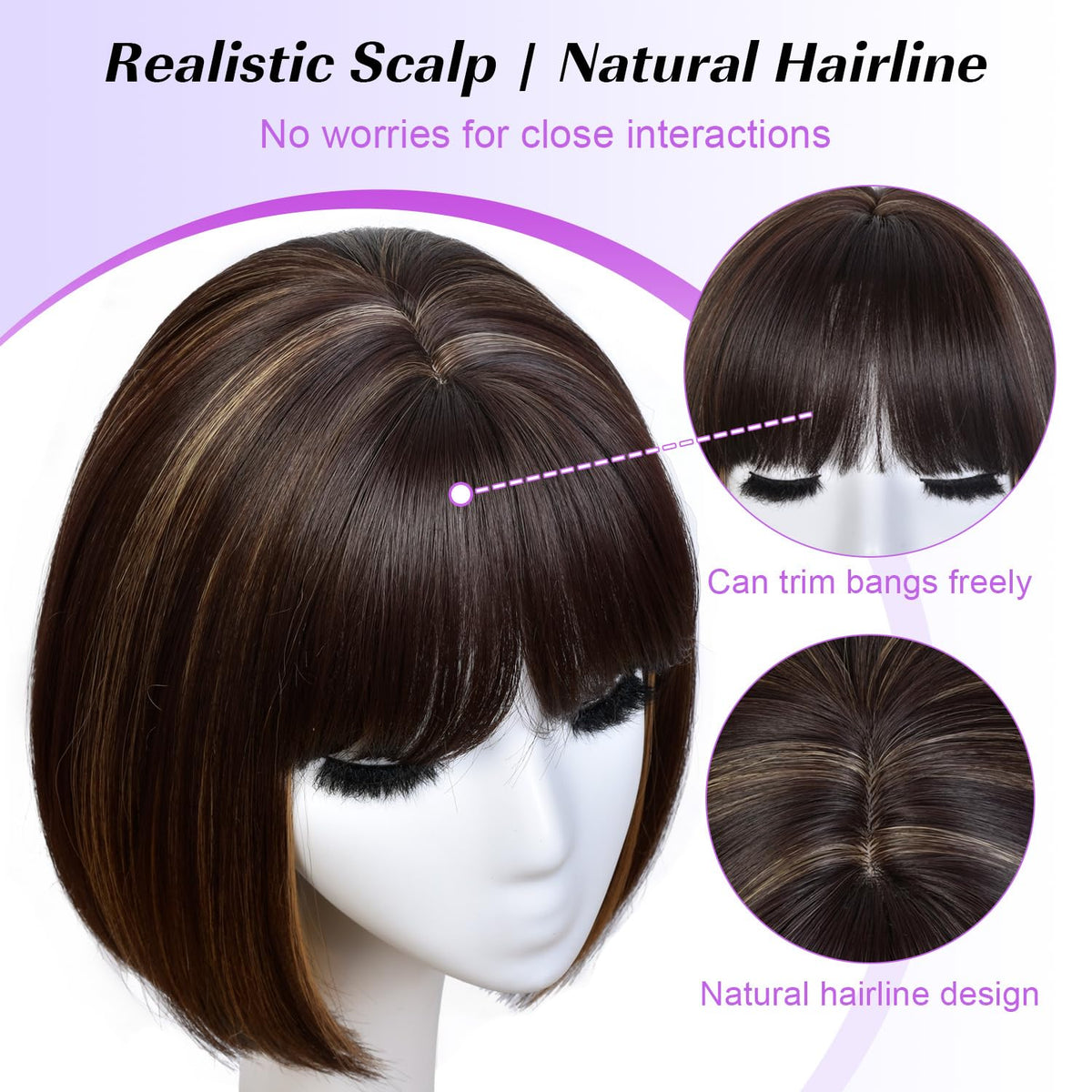 Hightlight Brown Bob Wig With Bangs Short Bob Wigs for Women Girl
