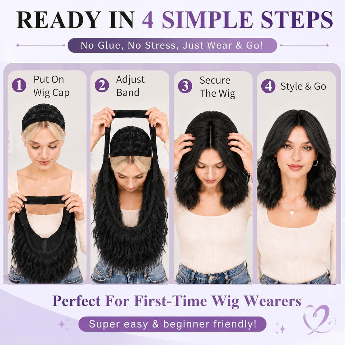 Brown Highlight T Part Lace Front Wig 14 Inch Wavy Bob Glueless Wig