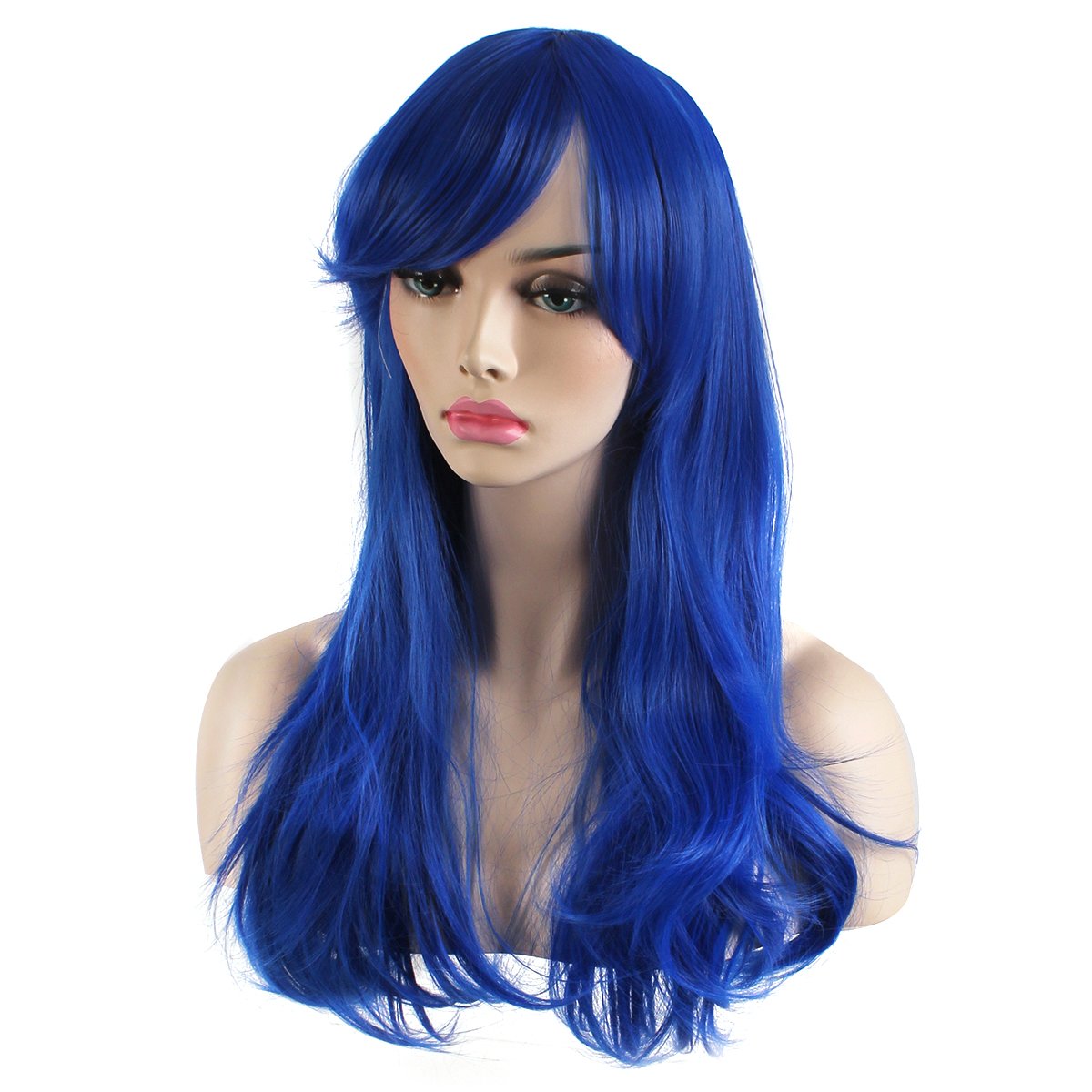 Akstore 28 inch Fashion Wigs Long Wavy Curly Hair Cosplay Wig & Wig Cap (Black)