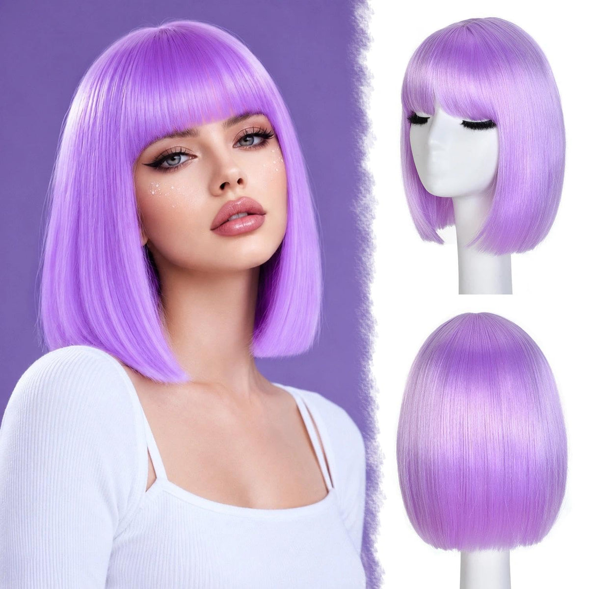 Bob Wig with Bangs for Women Short Straight Bob Wigs for Women 12inch
