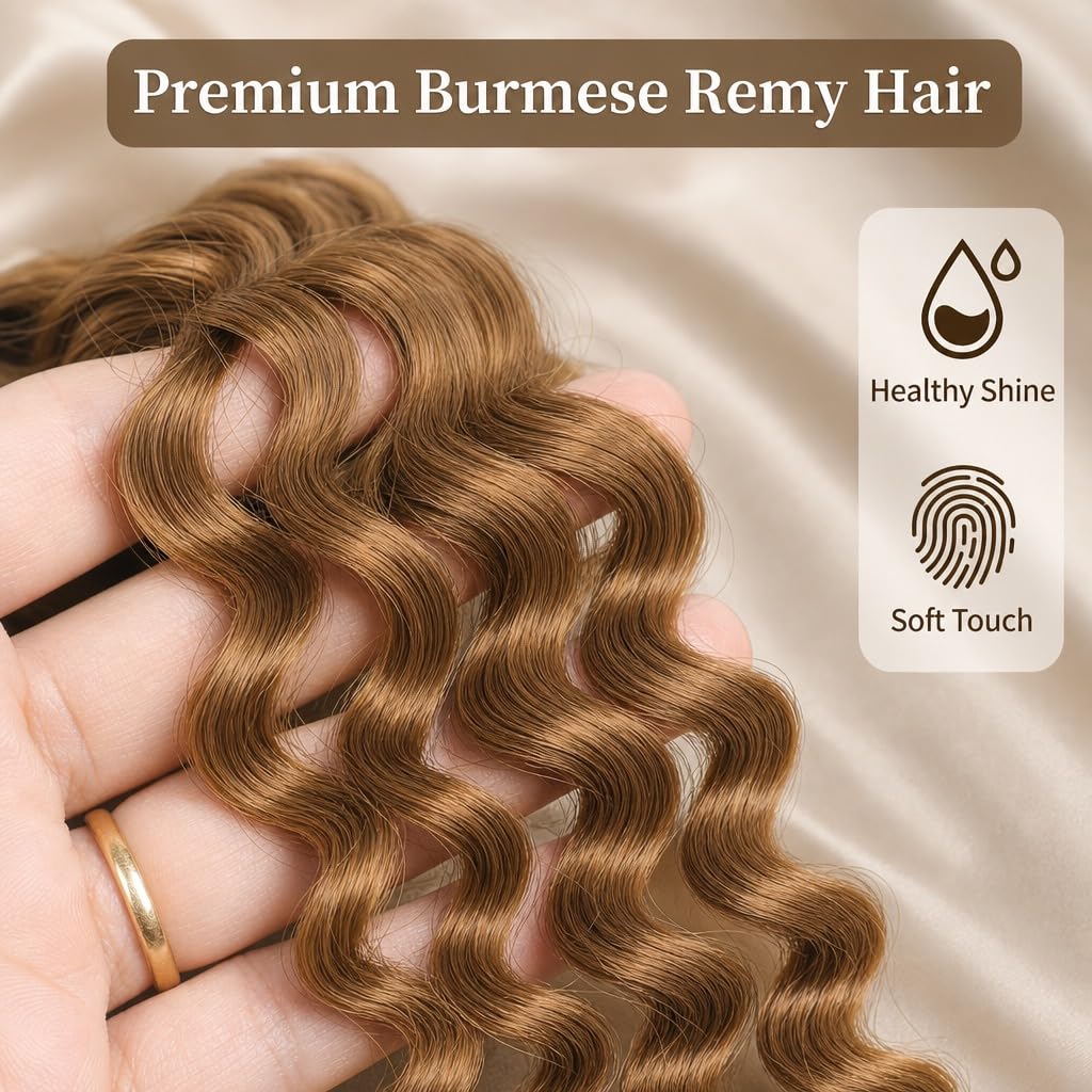 Crochet Human Hair for Black Women, Miracle Deep Wave Mini Knots Feather Crochet Human Hair Extensions 18 Inch 150g 120 Strands, Pre-Separated Invisible Knotless Remy Bundles Natural Black