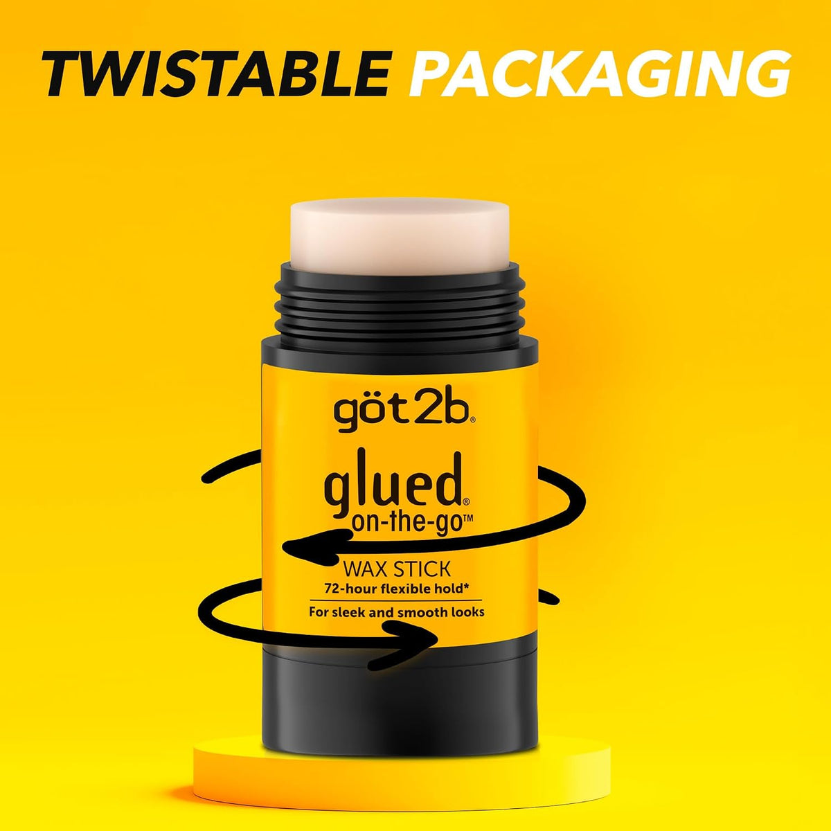 got2b glued On-The-Go Hair Wax Stick, 1.8oz, Hair Styling Wax Stick Creates Sleek and Slick Styles Without The Crunch, Provides 72-HR Flexible Hold and Frizz Control