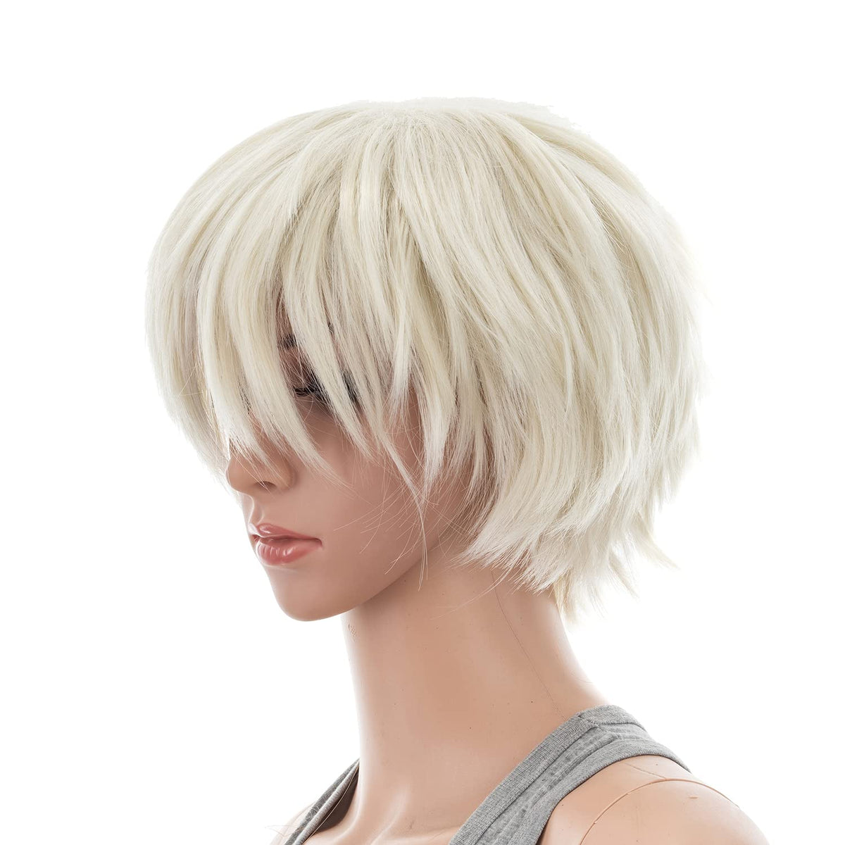 SWACC Unisex Fashion Spiky Layered Short Anime Cosplay Wig for Men and Women (1B-Off Black)