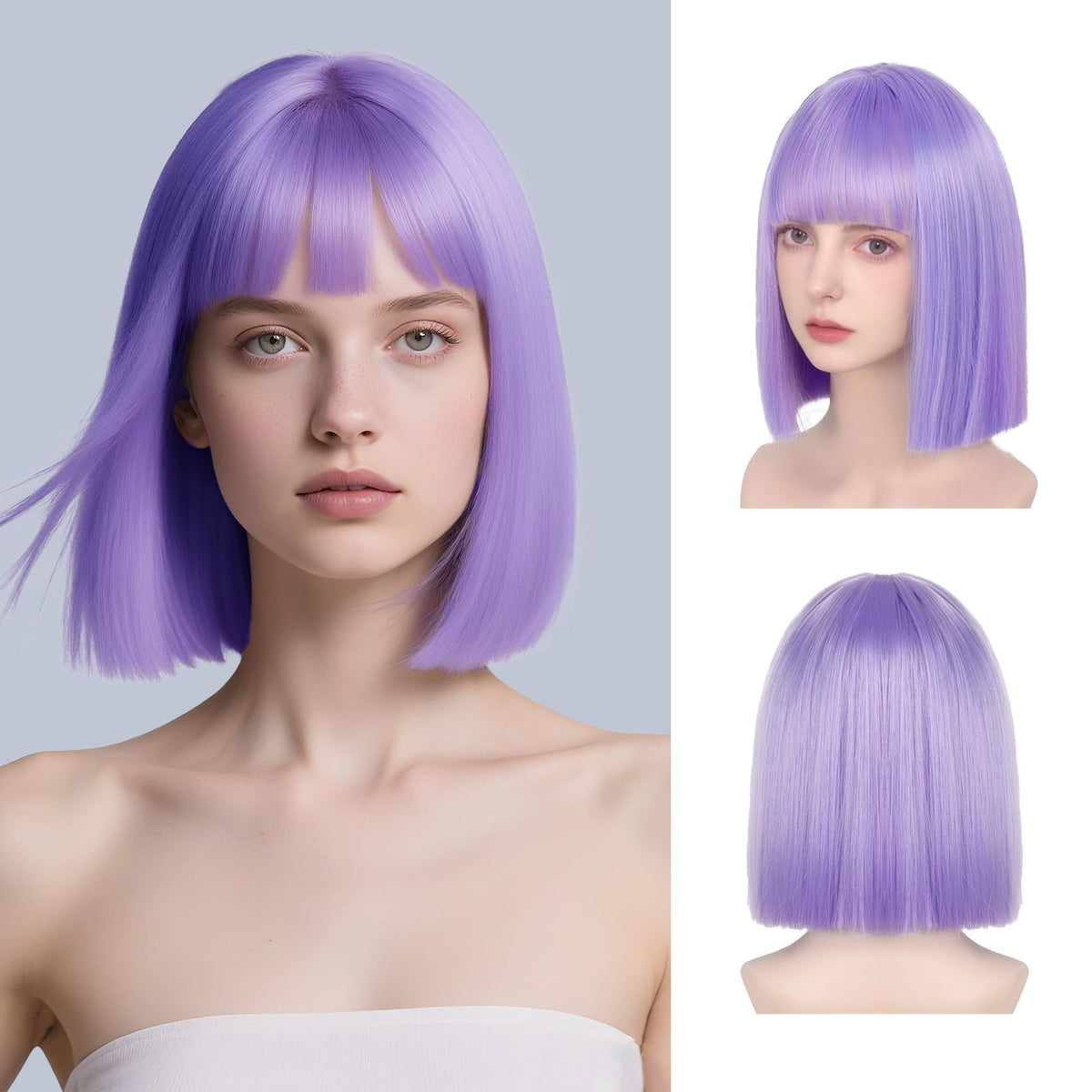 Black Bob Wig with Bangs Short Black Straight Wig for Women