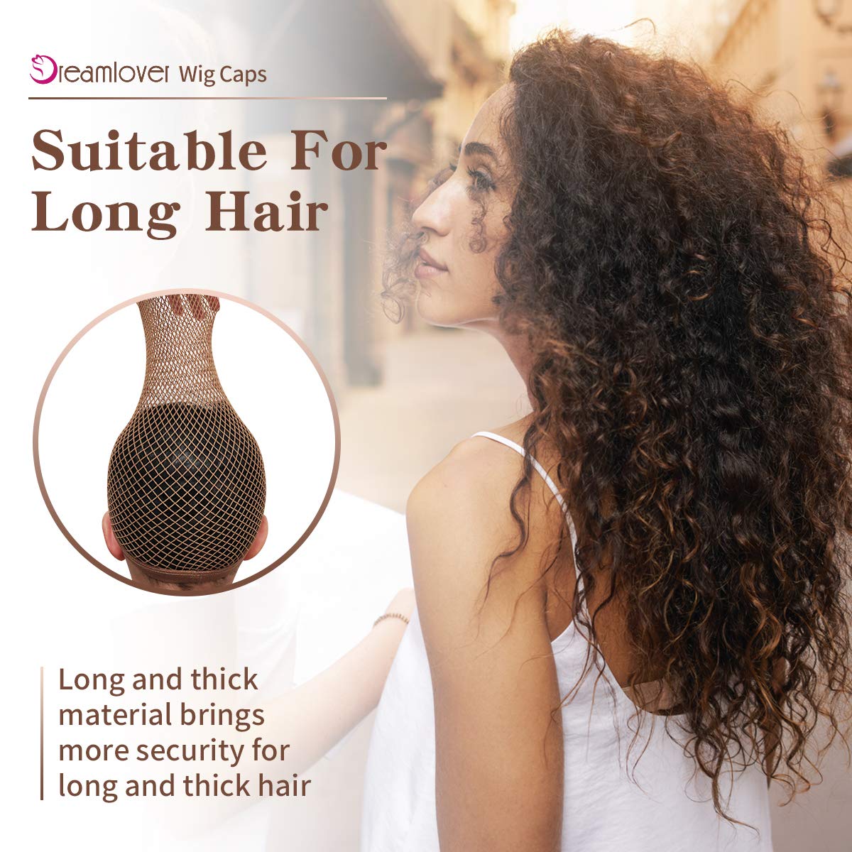 Dreamlover Wig Cap for Long Hair, No Braiding, Natural Nude, 2 Pieces